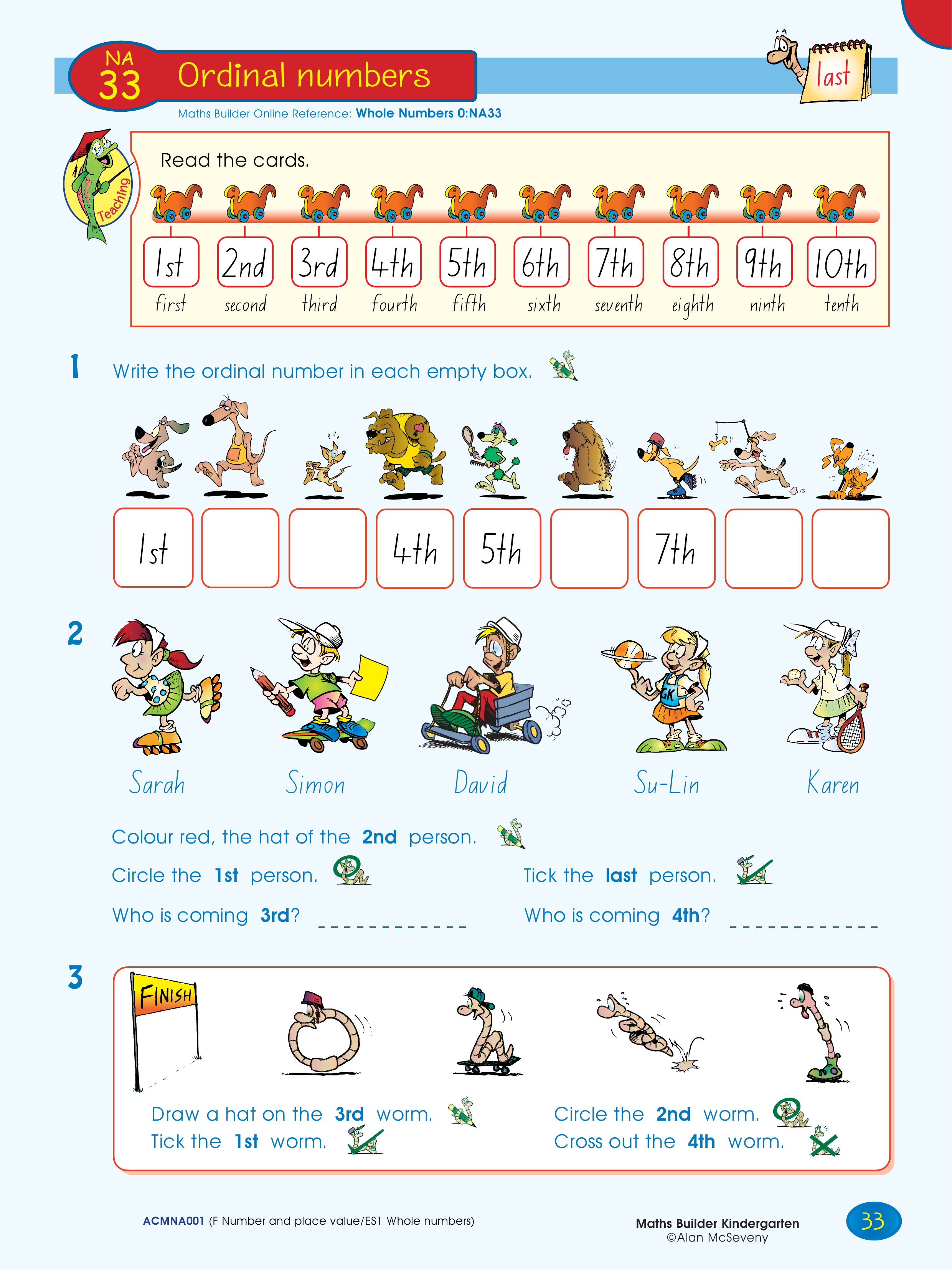 Ordinal numbers — worksheet preview