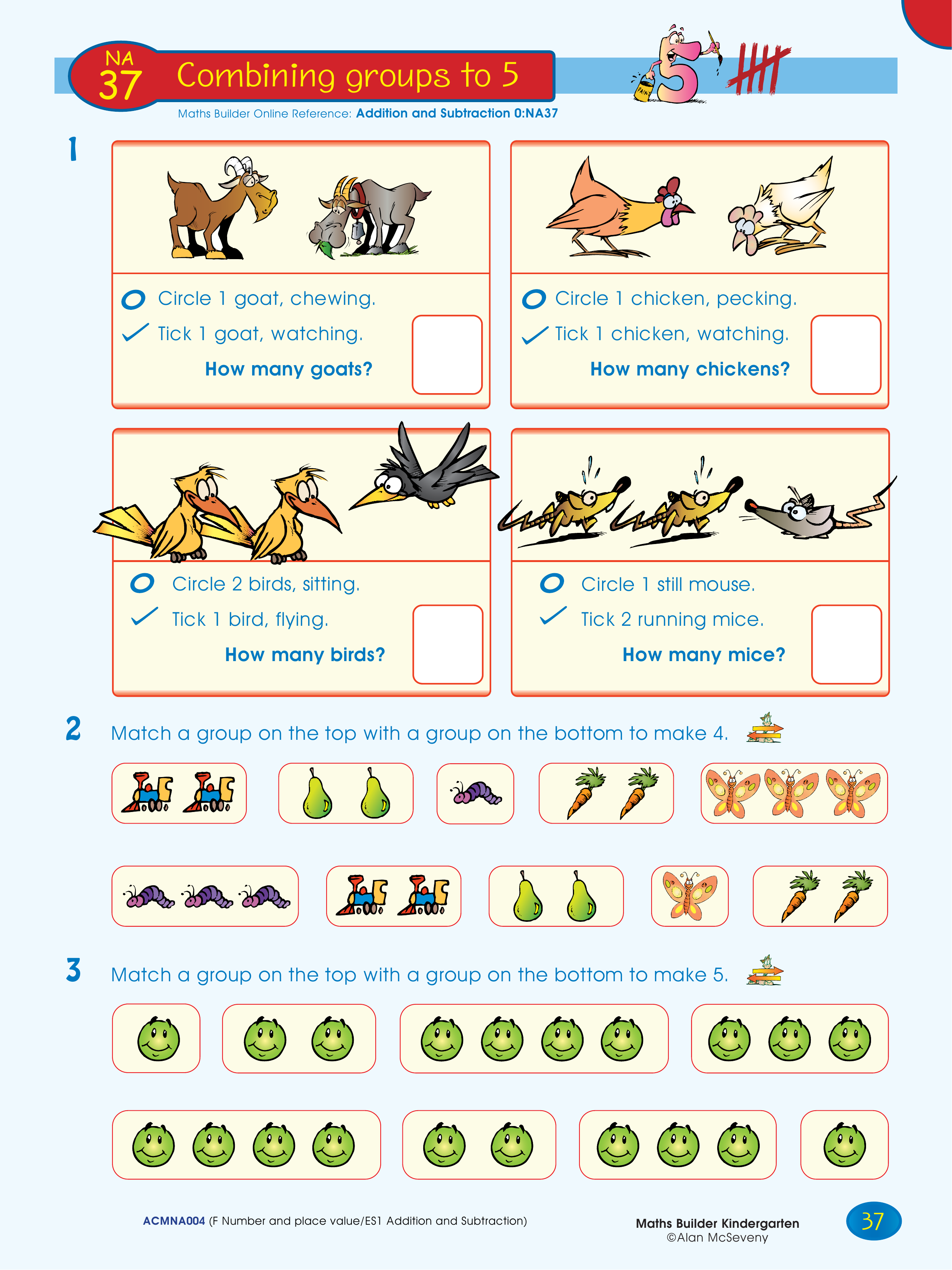 Combining groups to 5 — worksheet preview