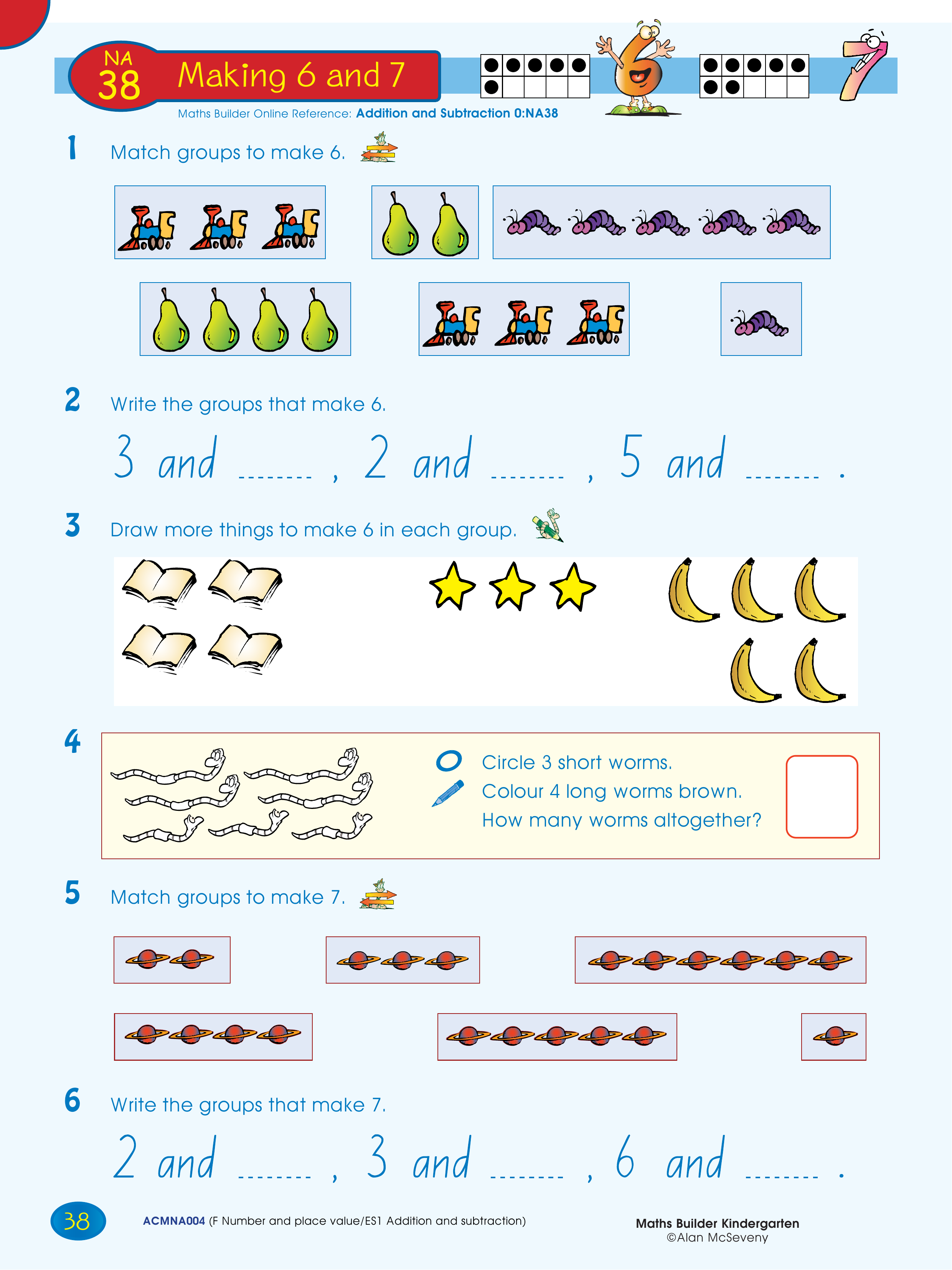 Making 6 and 7 — worksheet preview