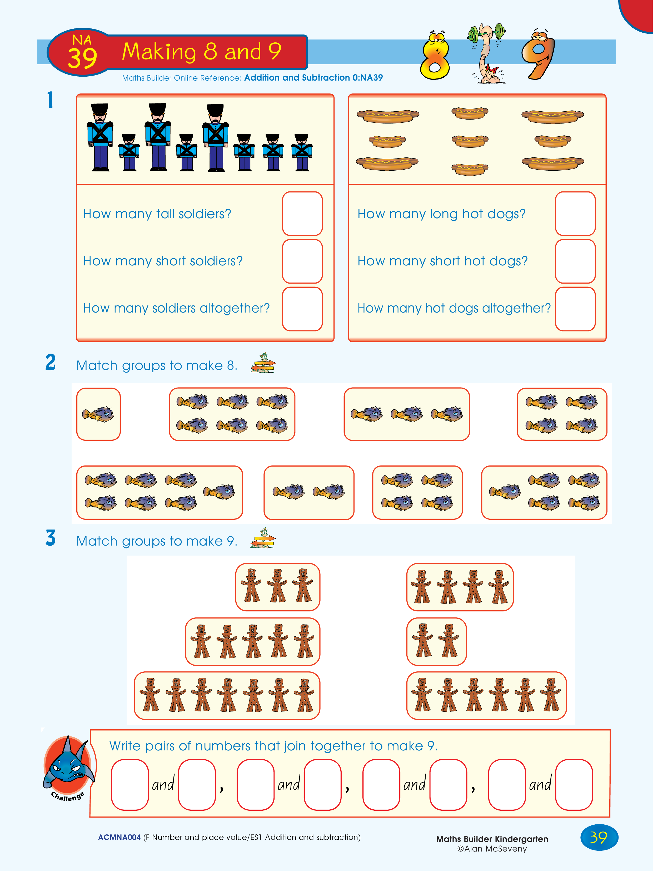 Making 8 and 9 — worksheet preview