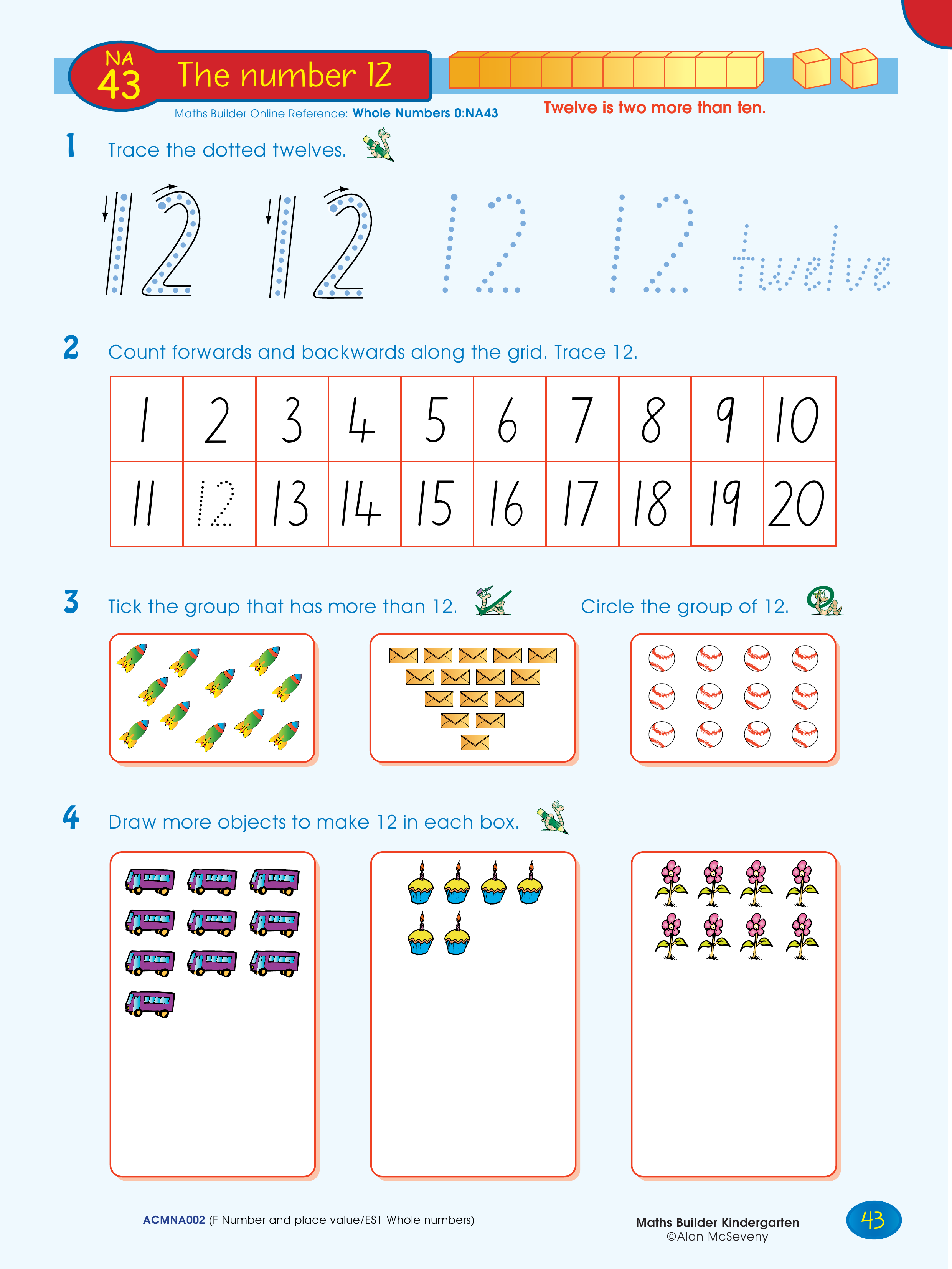 The number 12 — worksheet preview