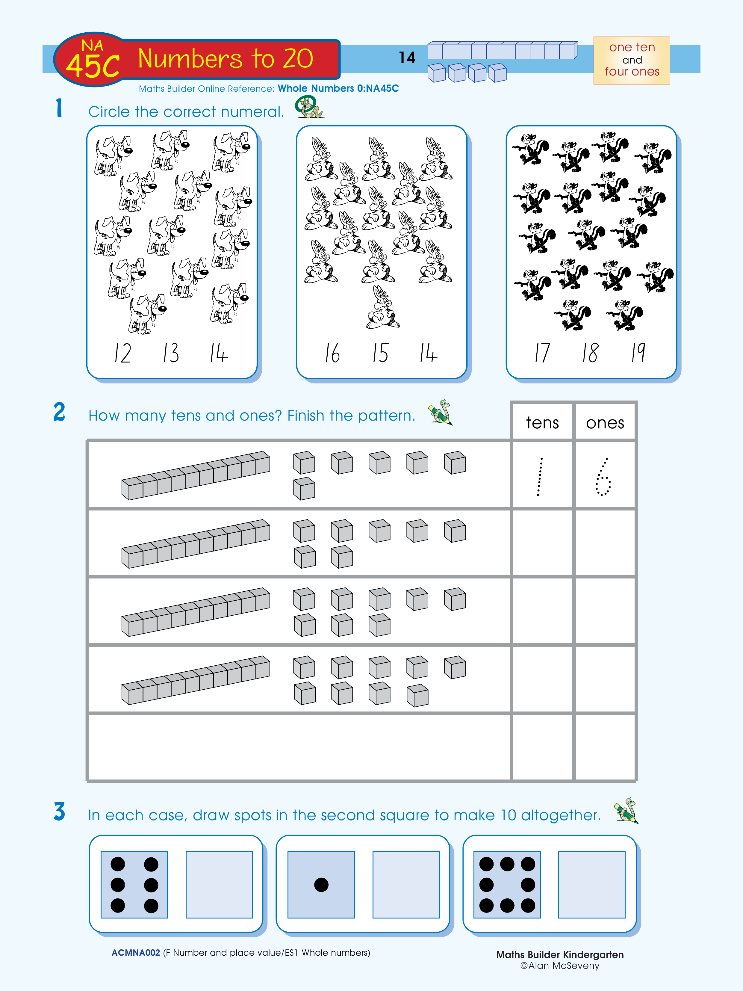 Numbers to 20 — worksheet preview