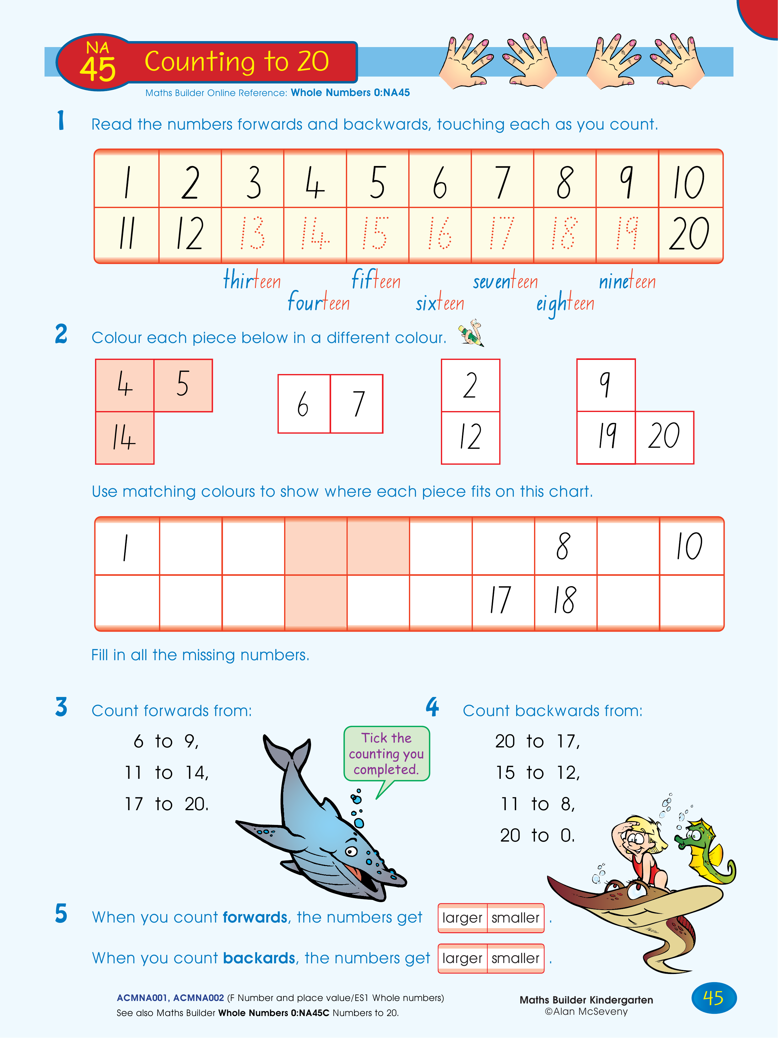 Counting to 20 — worksheet preview
