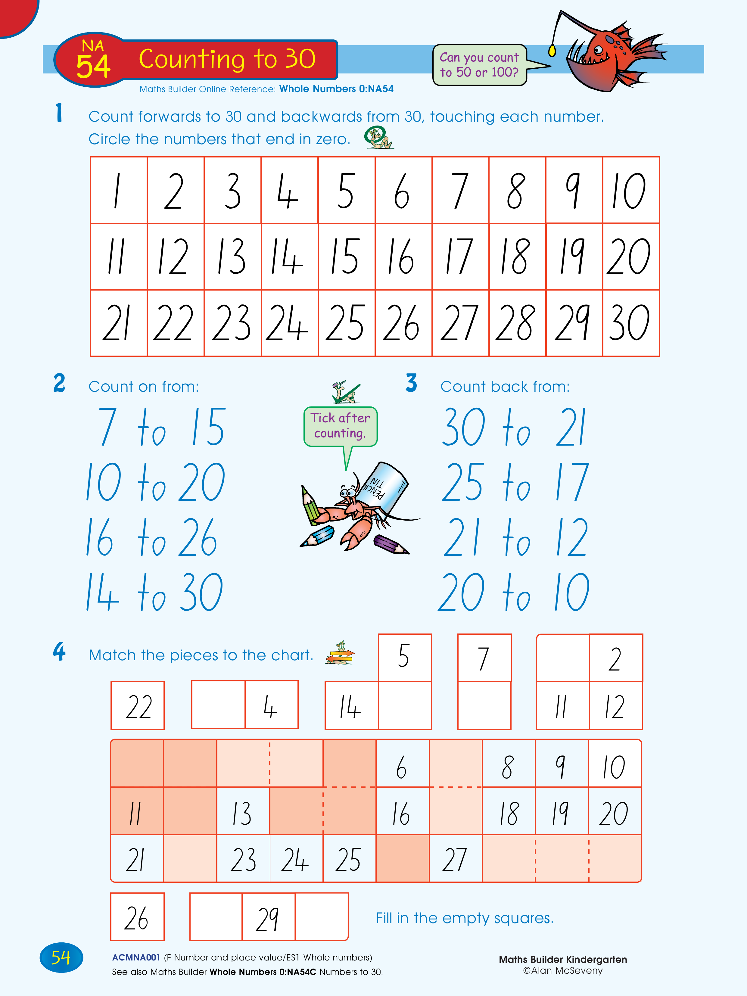 Counting to 30 — worksheet preview