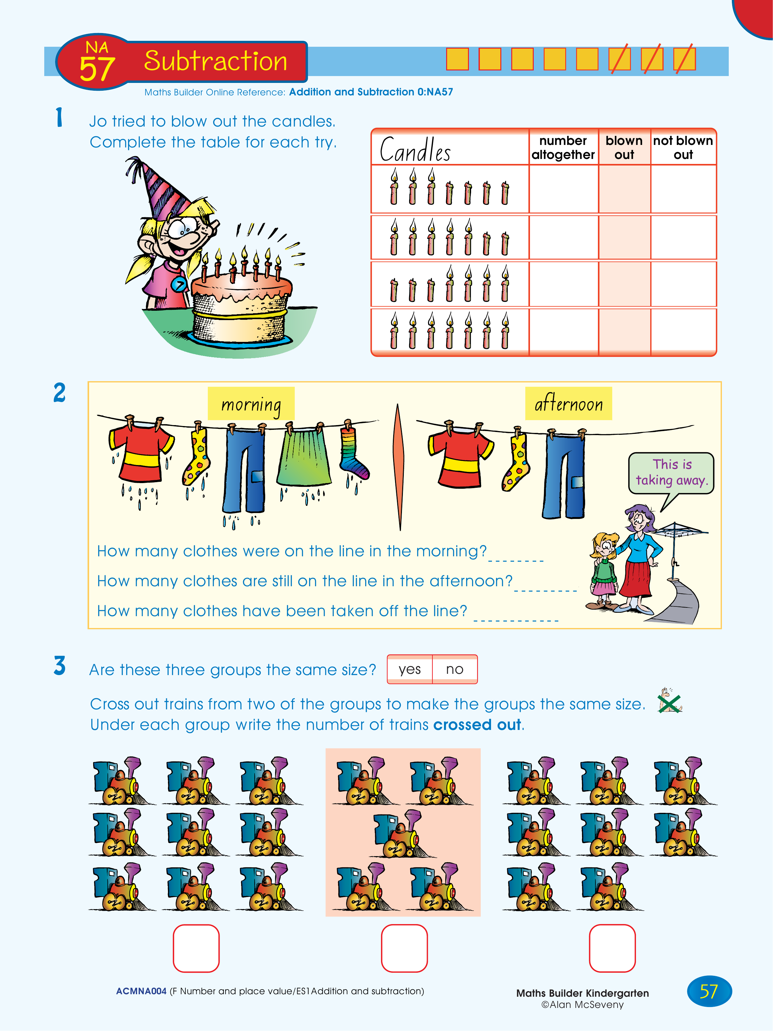 Subtraction — worksheet preview