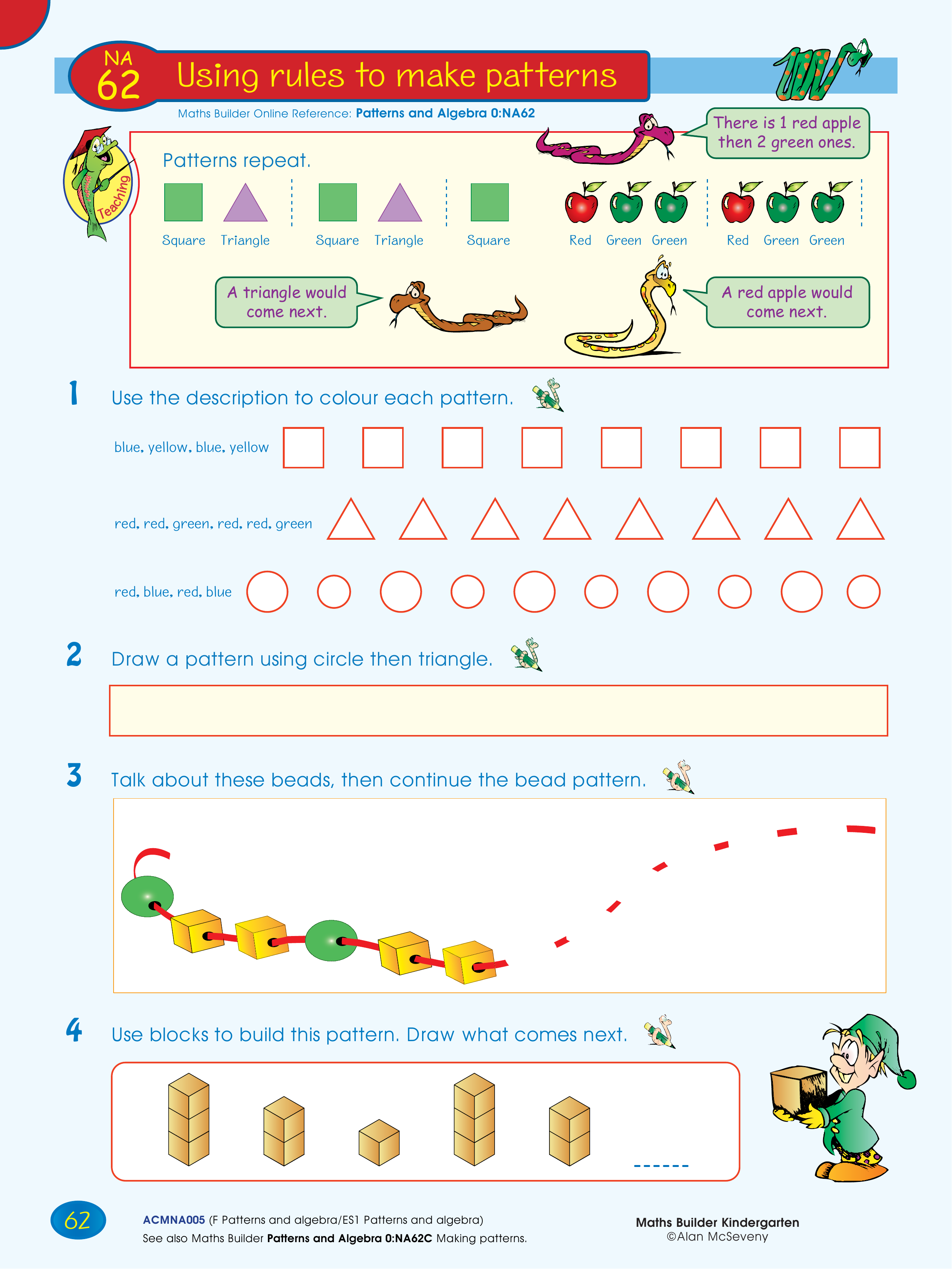 Using rules to make patterns — worksheet preview
