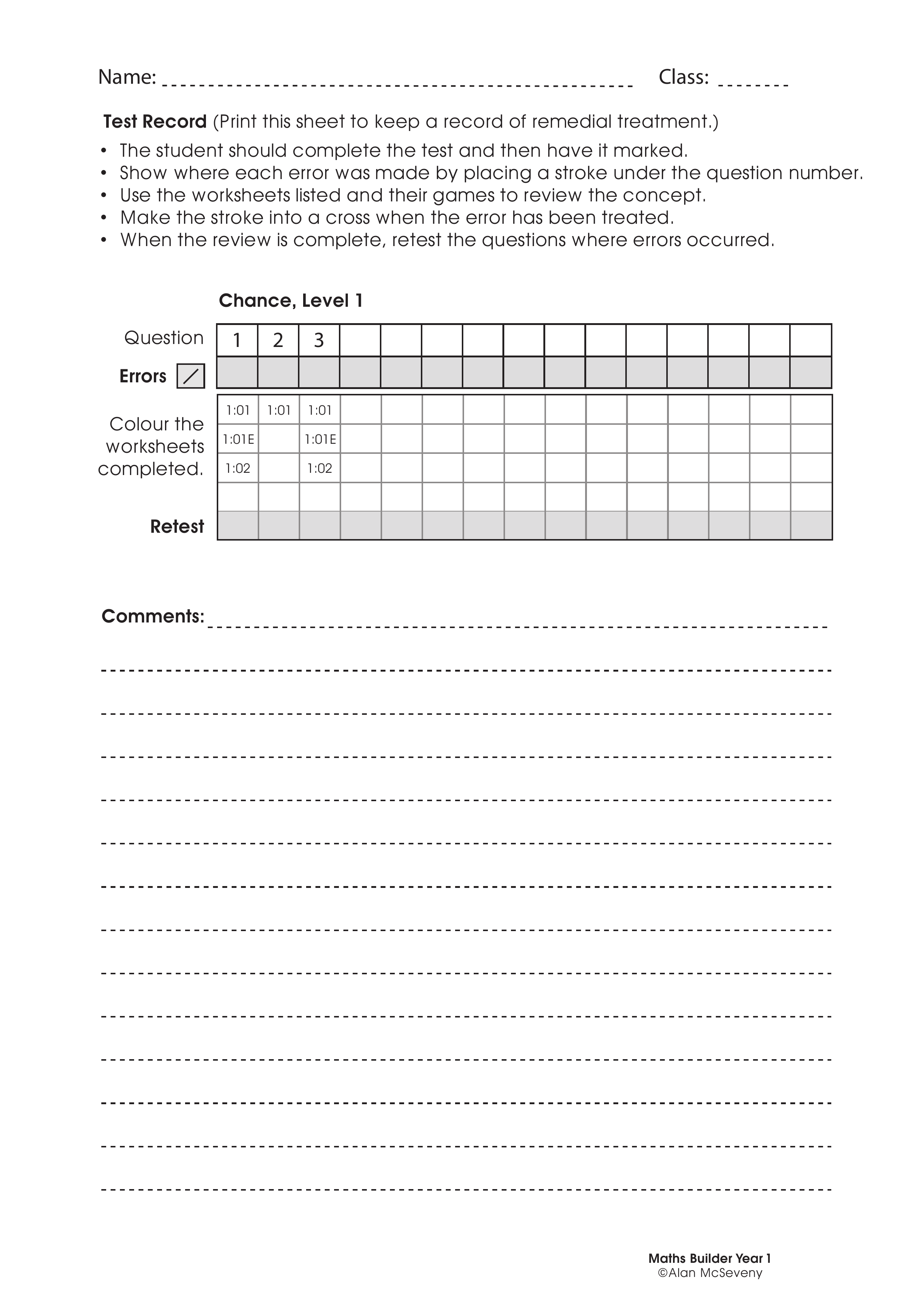 Assessment test records — worksheet preview