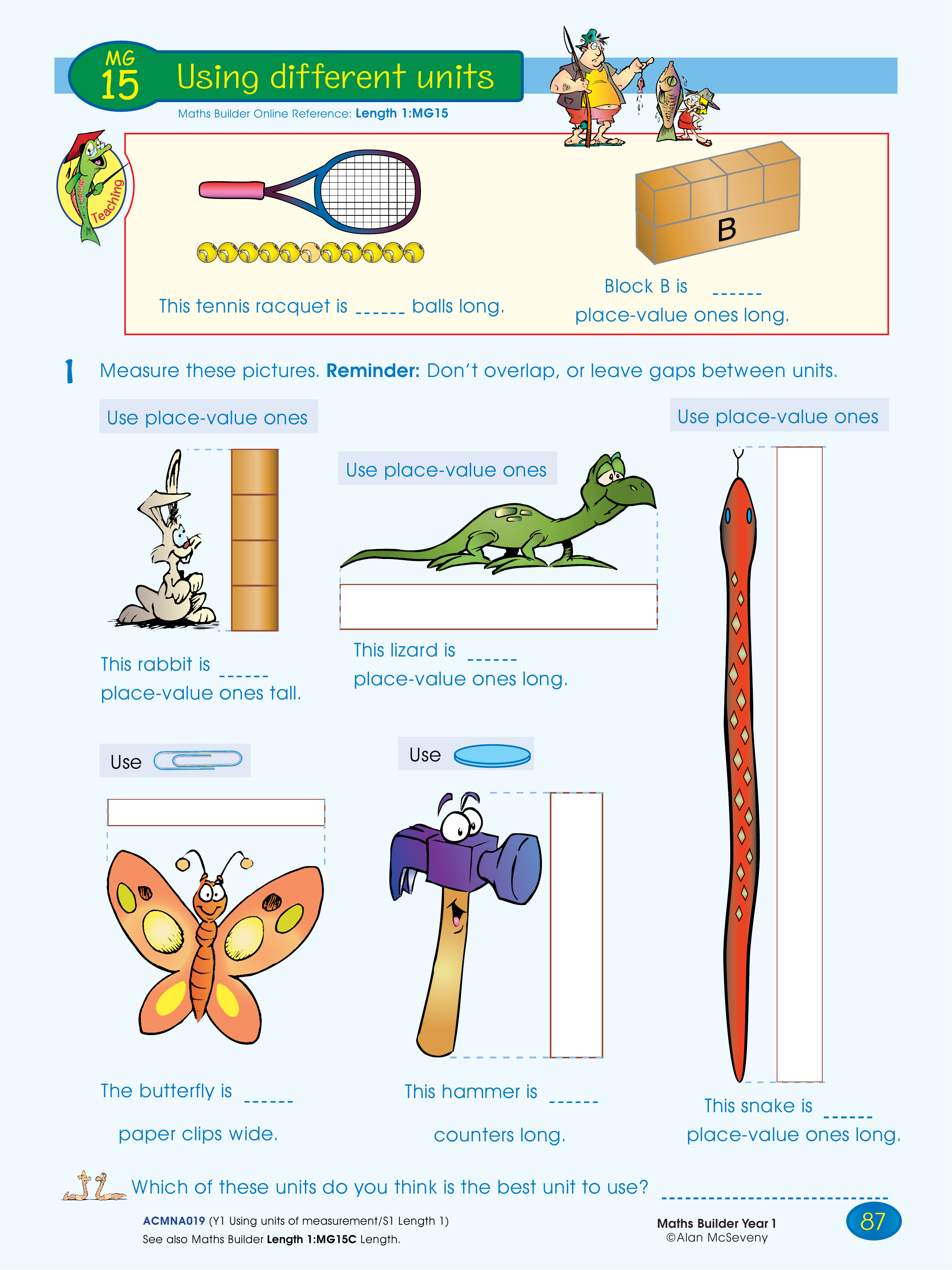 Using different units — worksheet preview