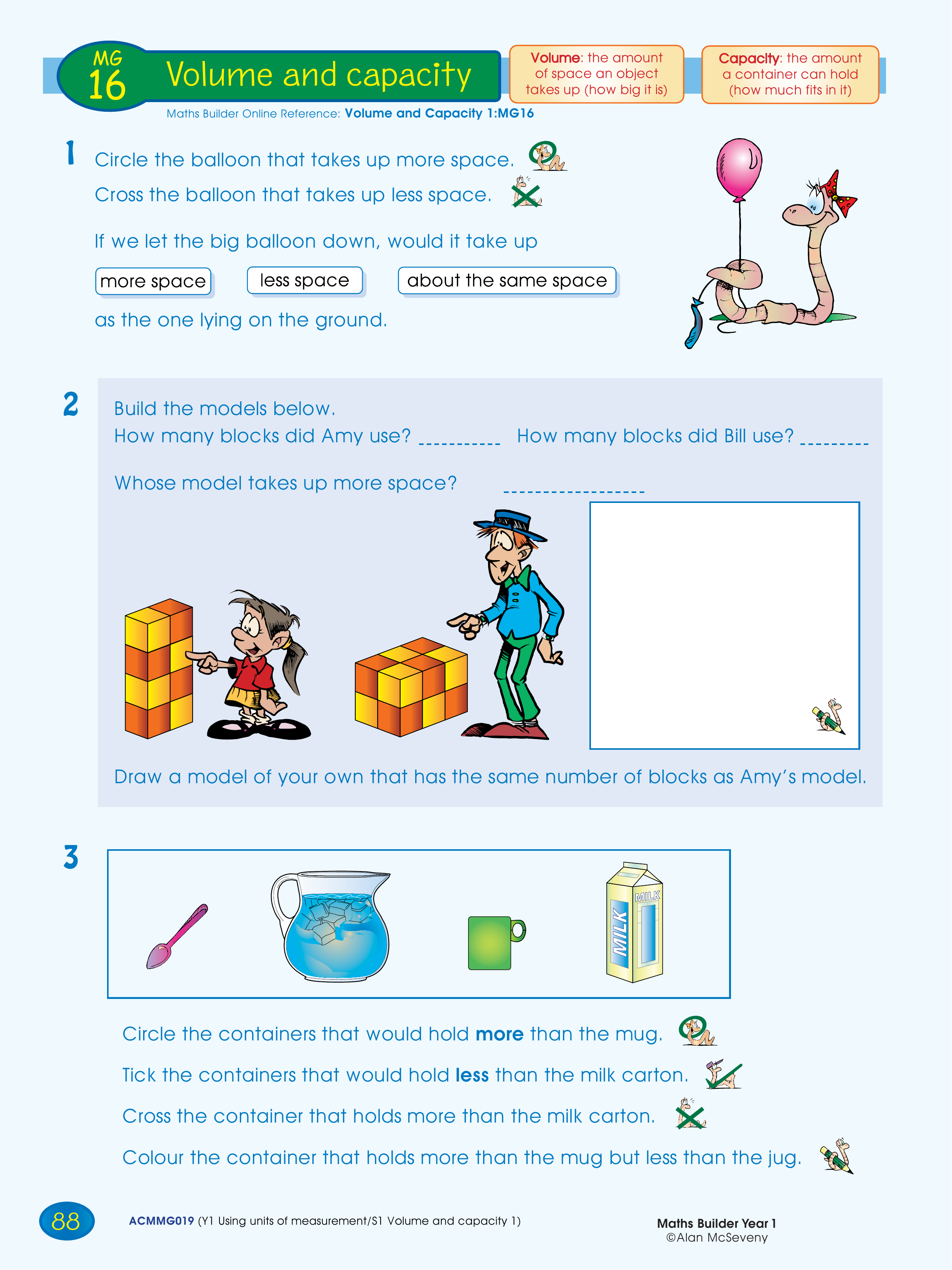 Volume and capacity — worksheet preview