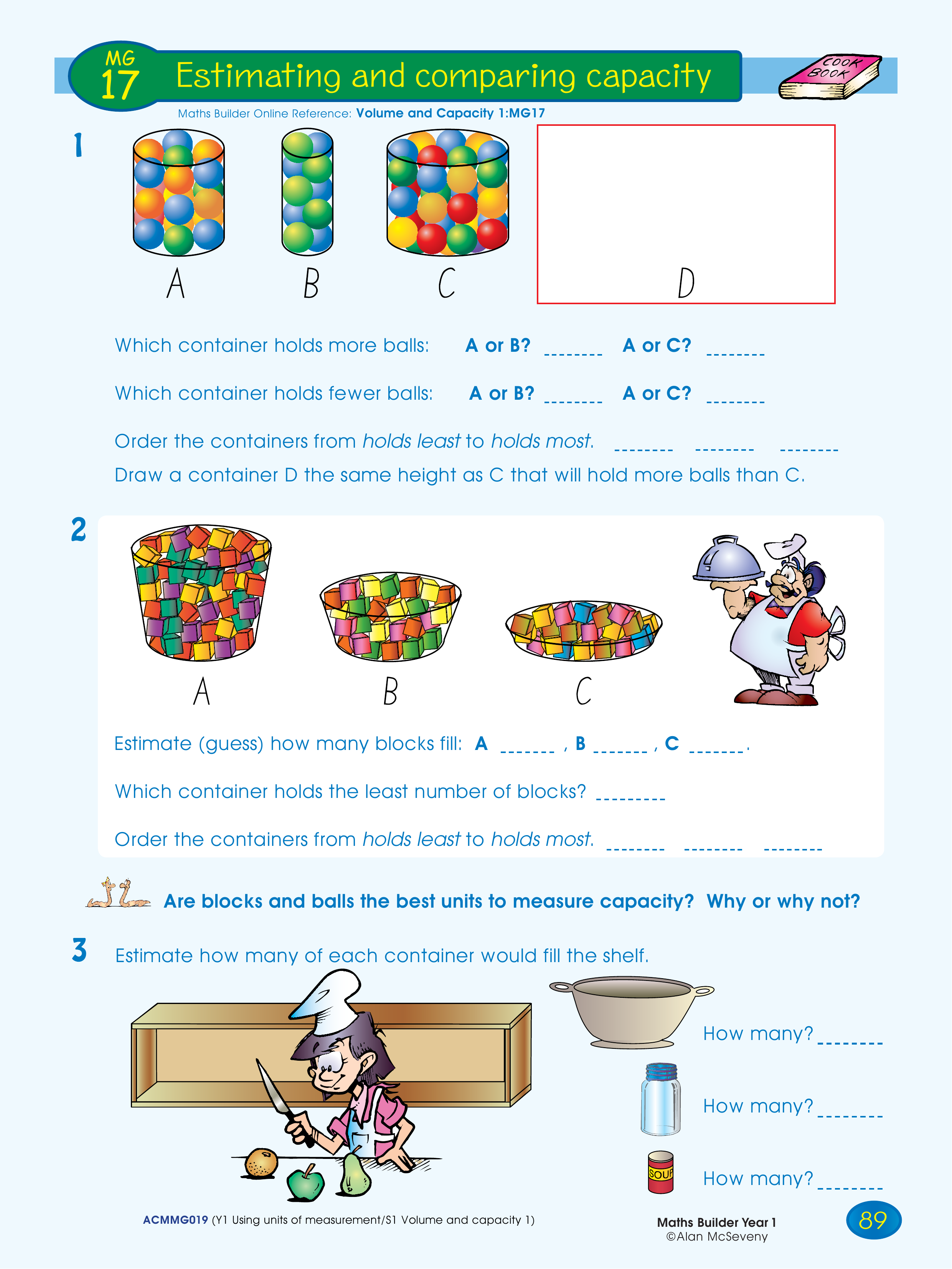 Estimating and comparing capacity — worksheet preview