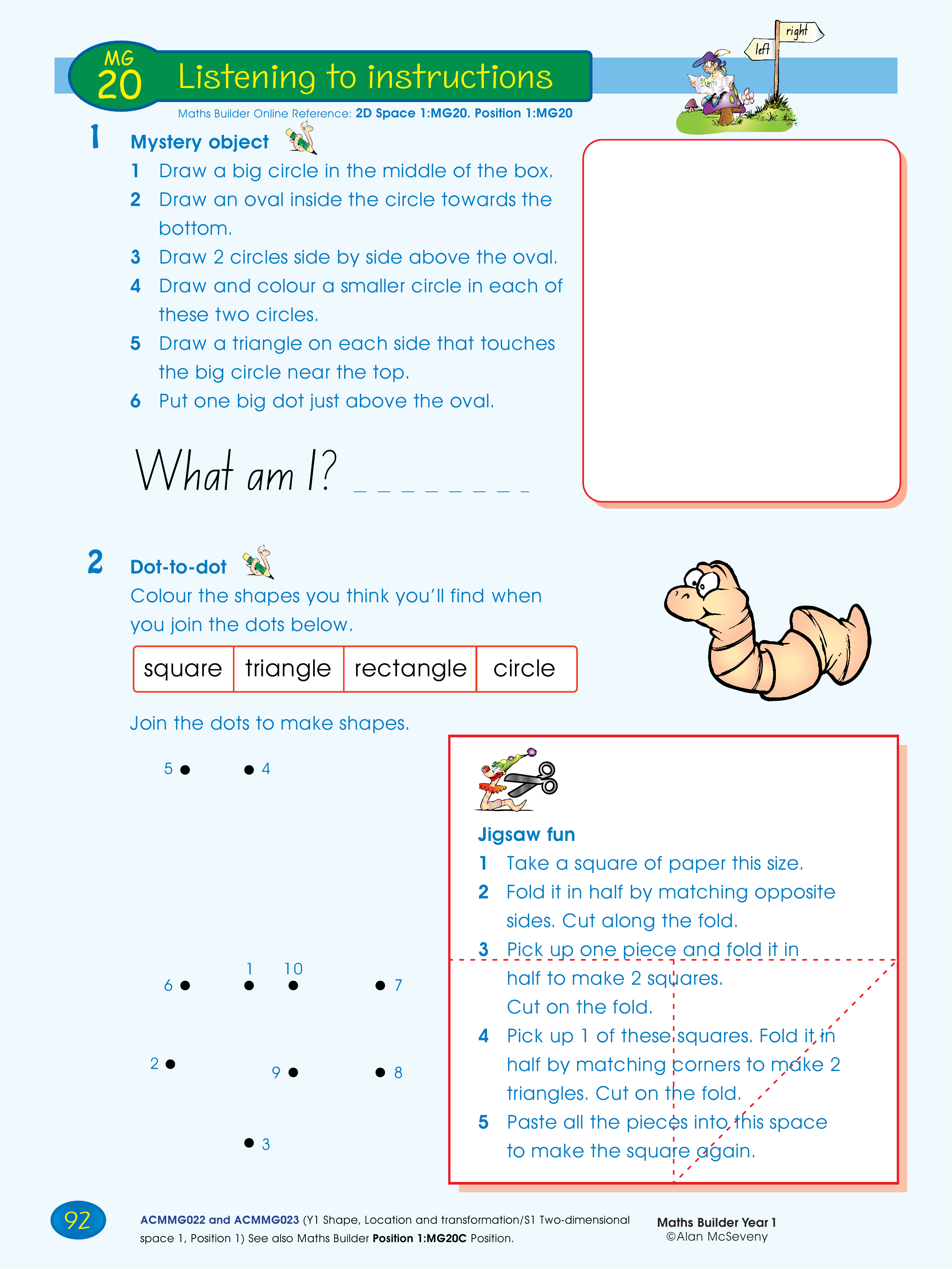 Listening to instructions — worksheet preview