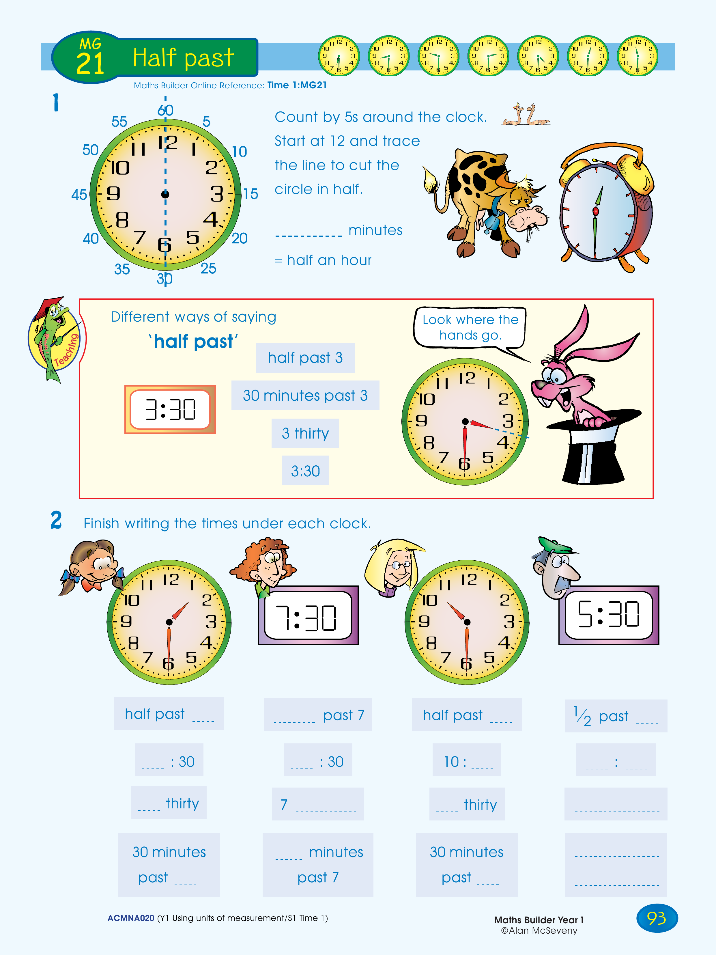Half past — worksheet preview