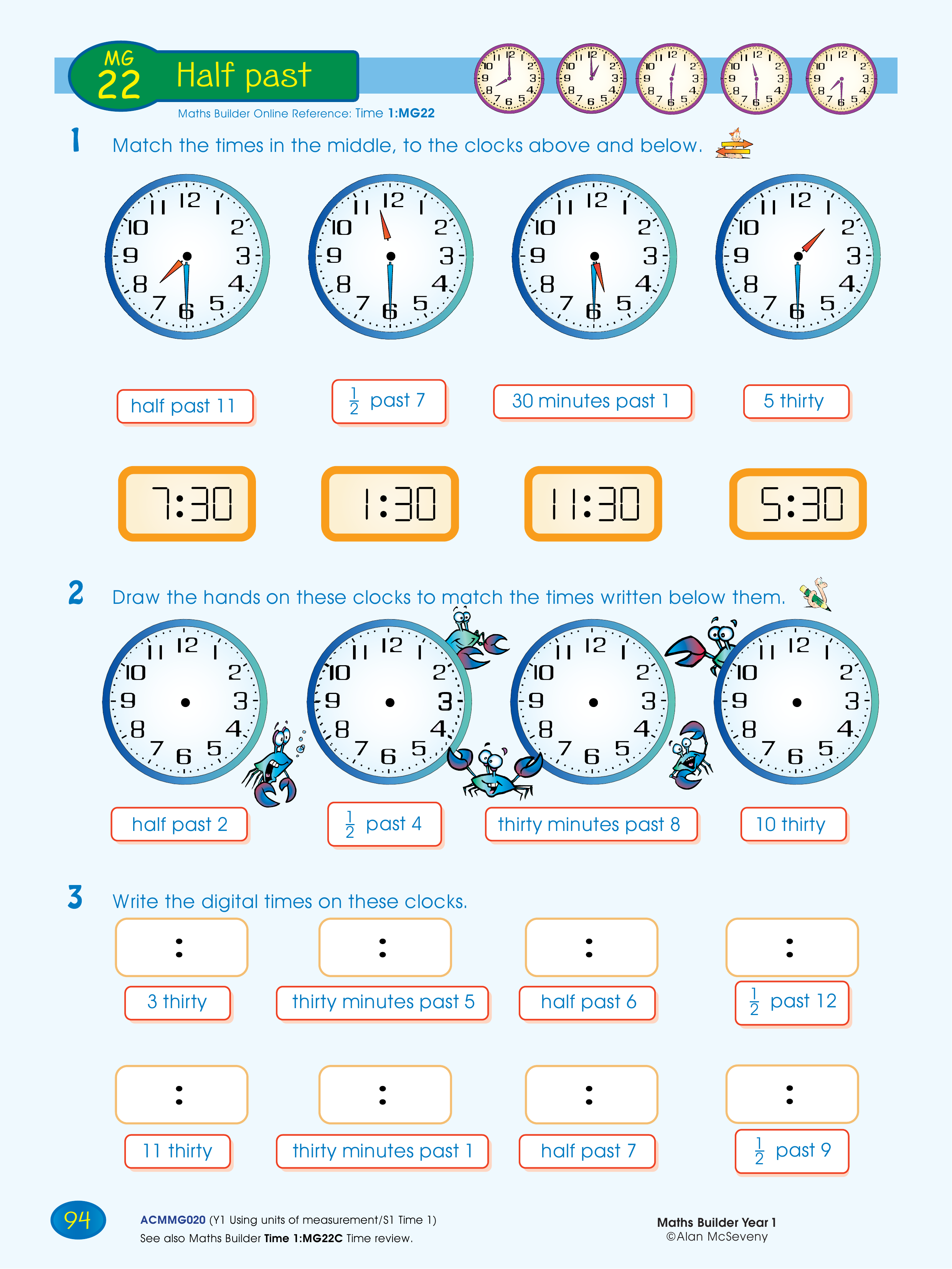 Half past — worksheet preview