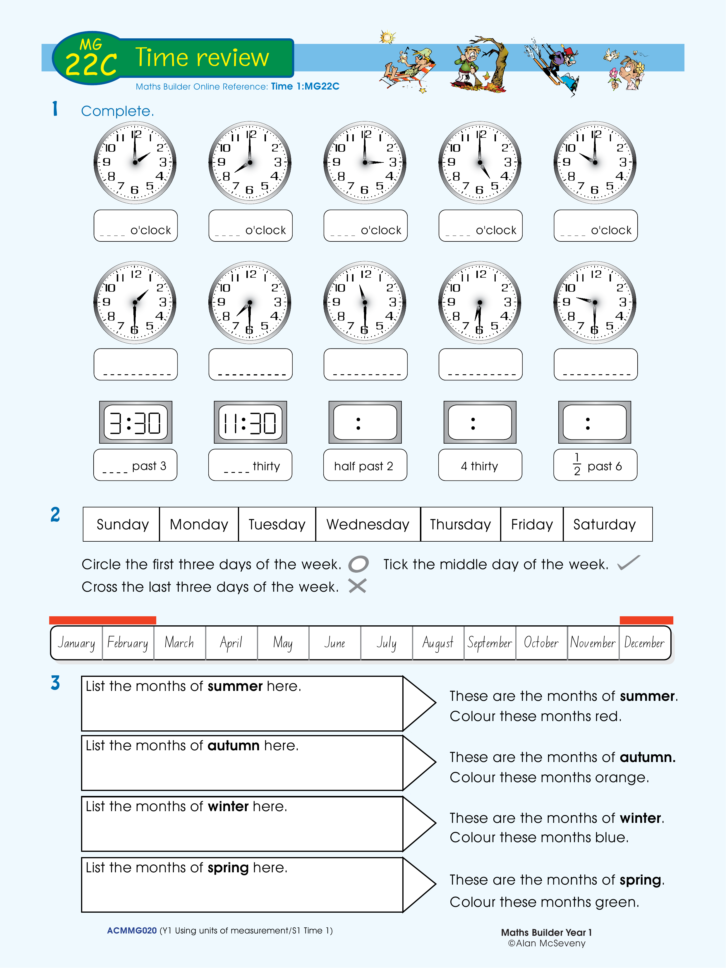 Time review — worksheet preview
