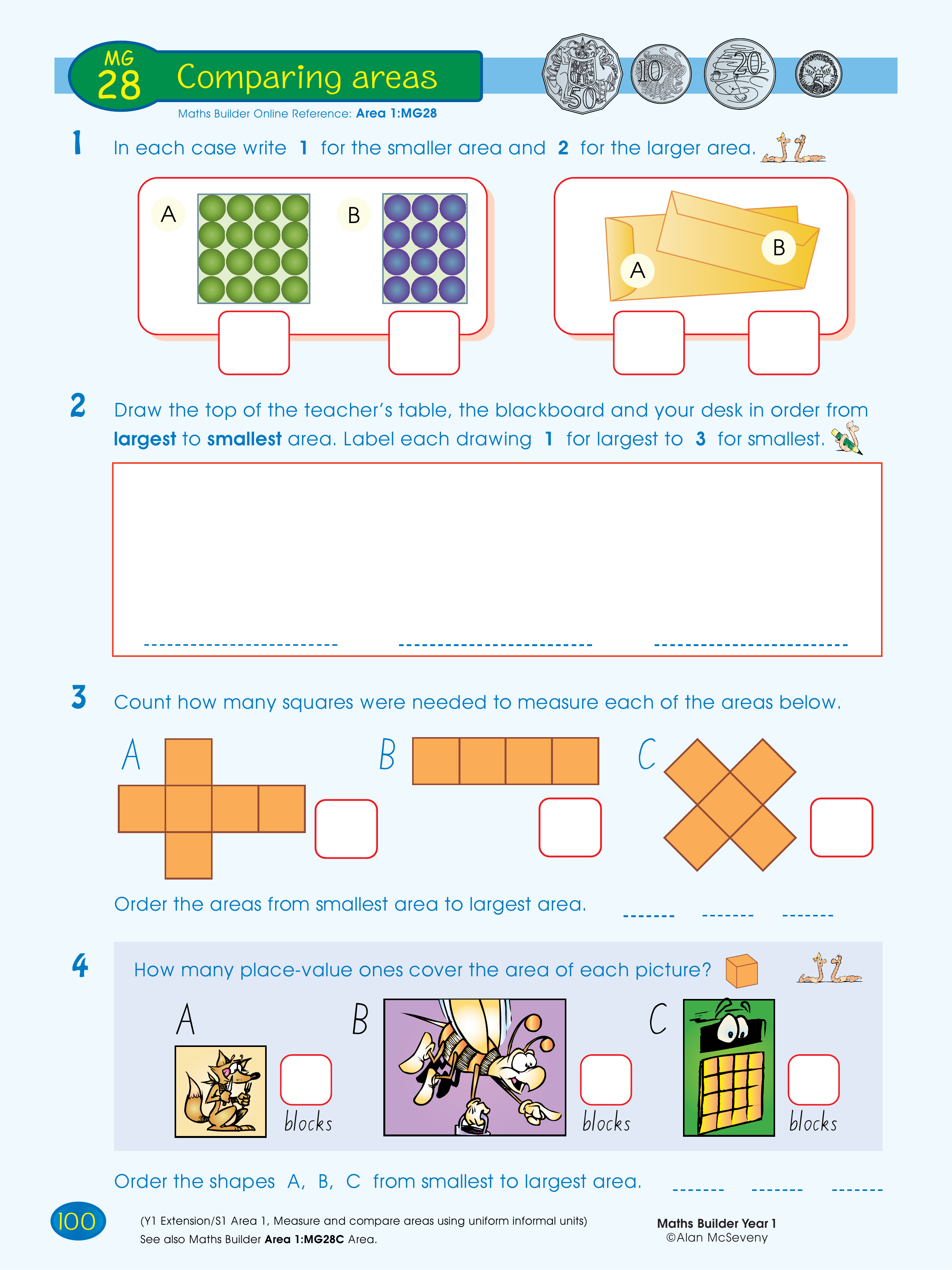 Comparing areas — worksheet preview
