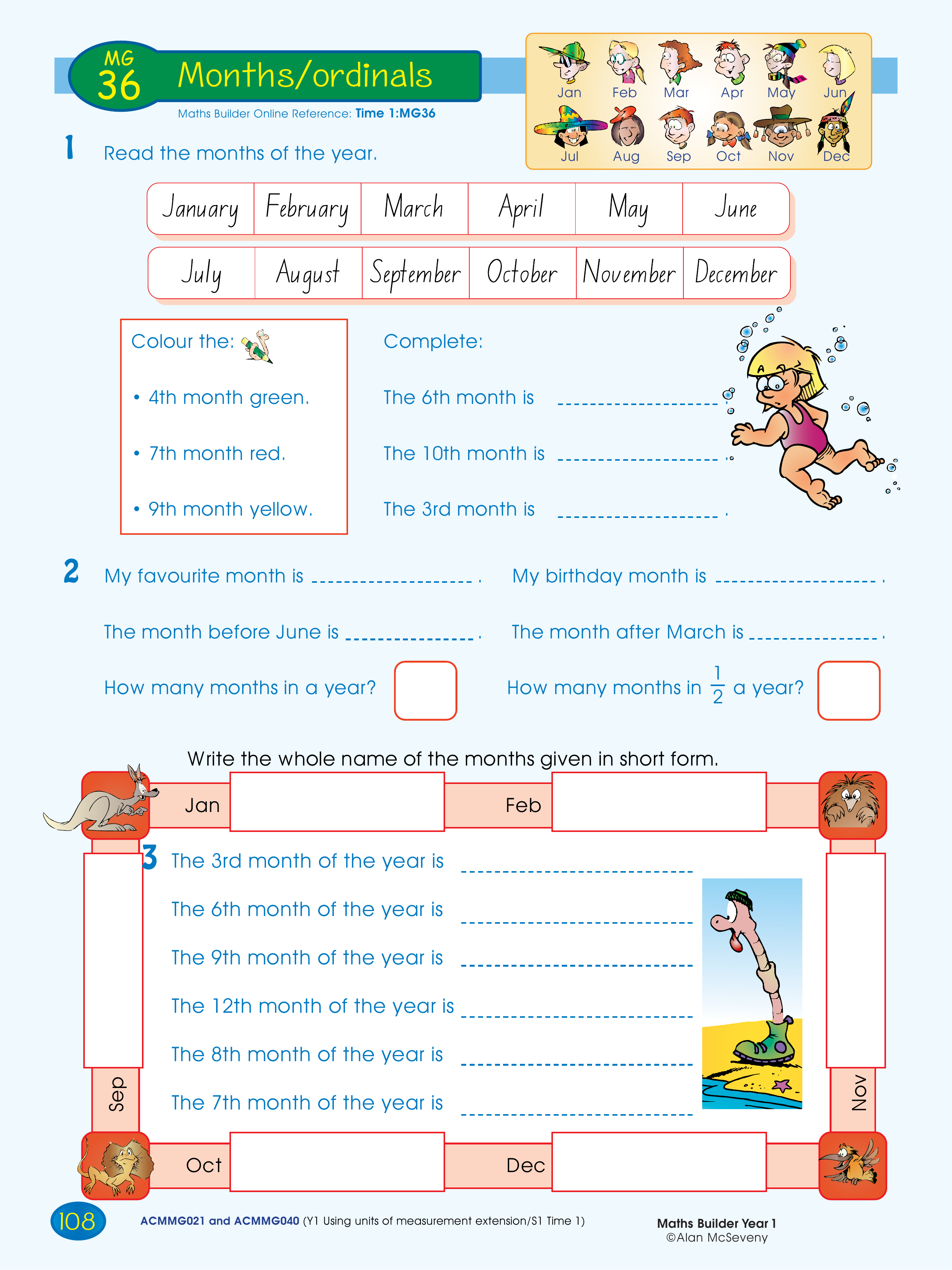 Months/ordinals — worksheet preview