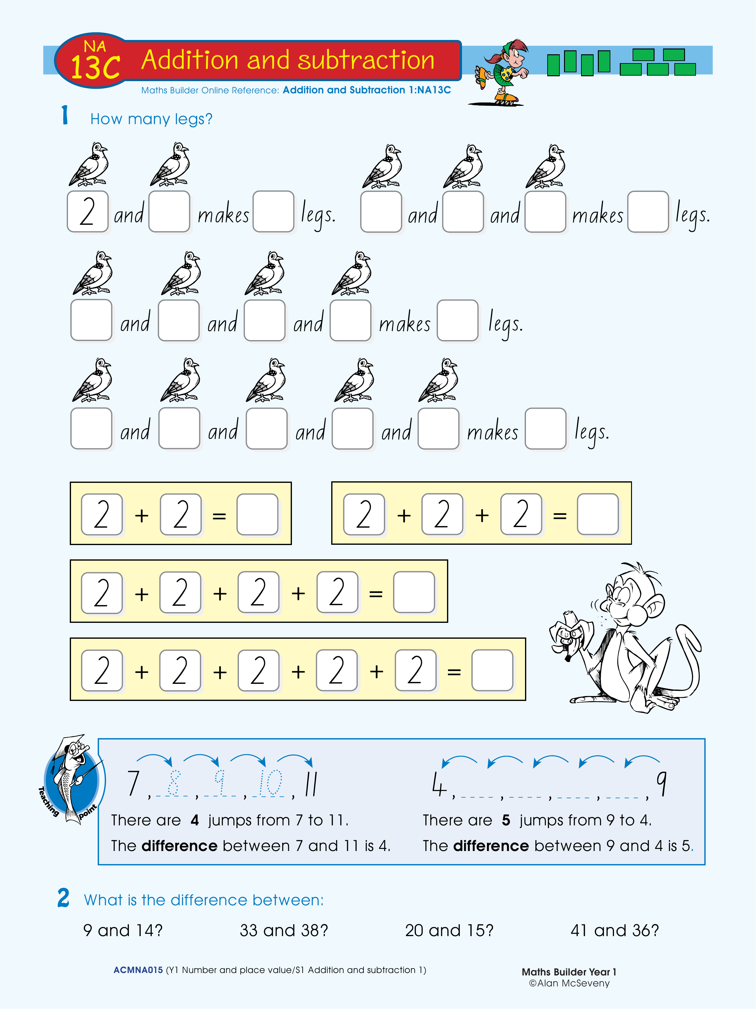 Addition and subtraction — worksheet preview