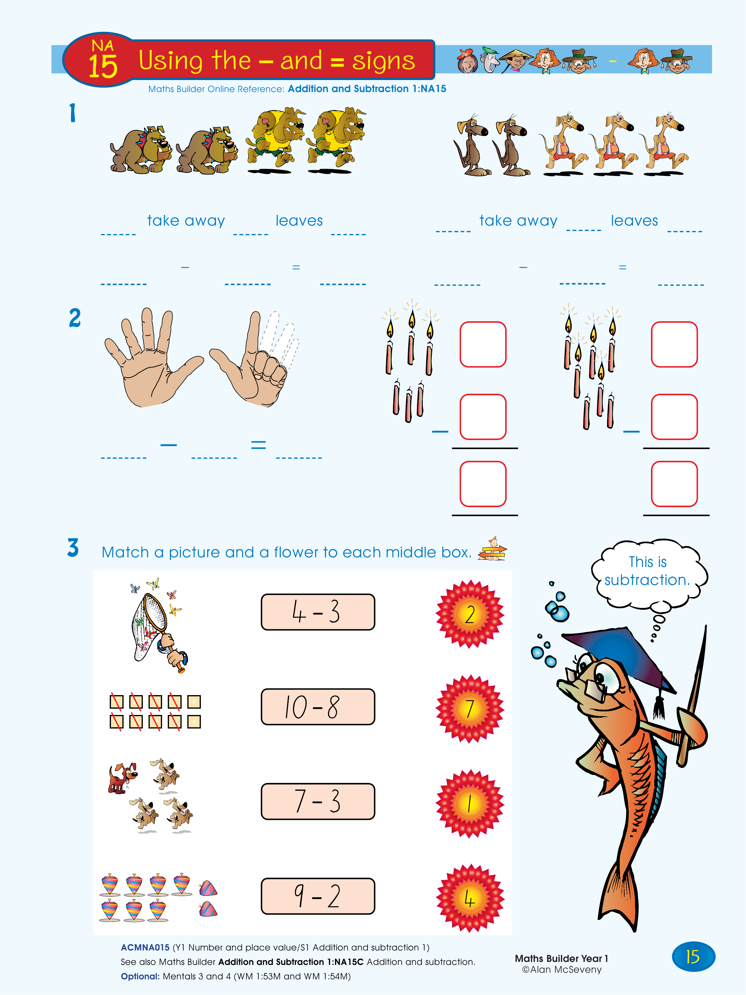 Using the - and = signs — worksheet preview