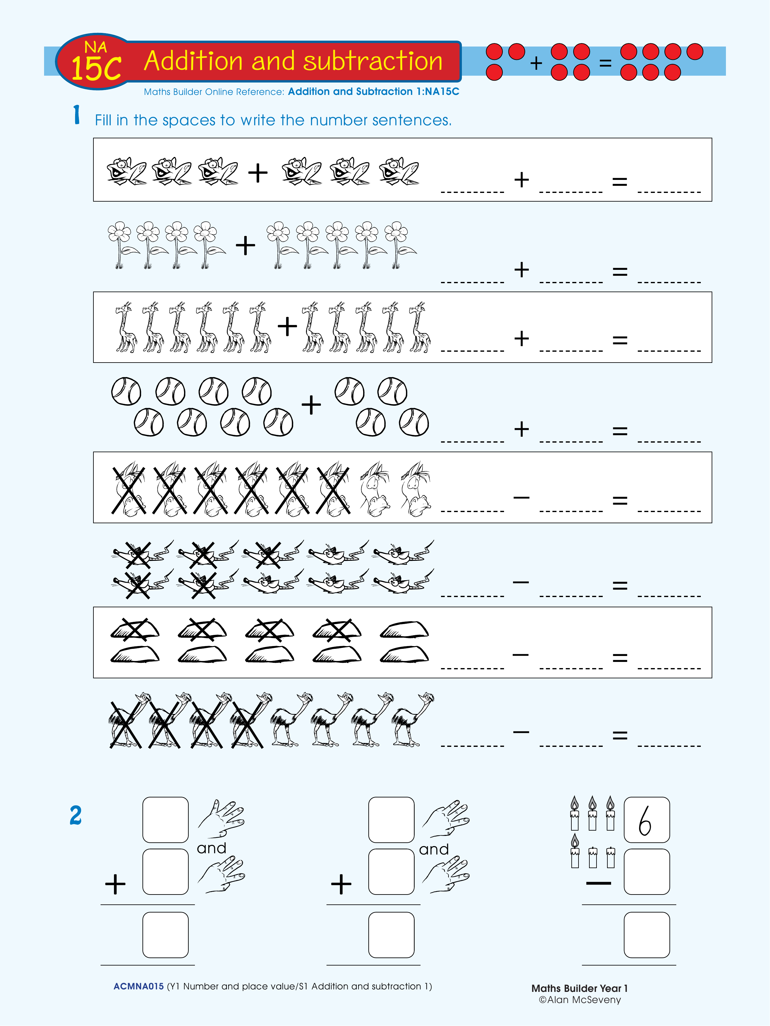 Addition & subtraction — worksheet preview
