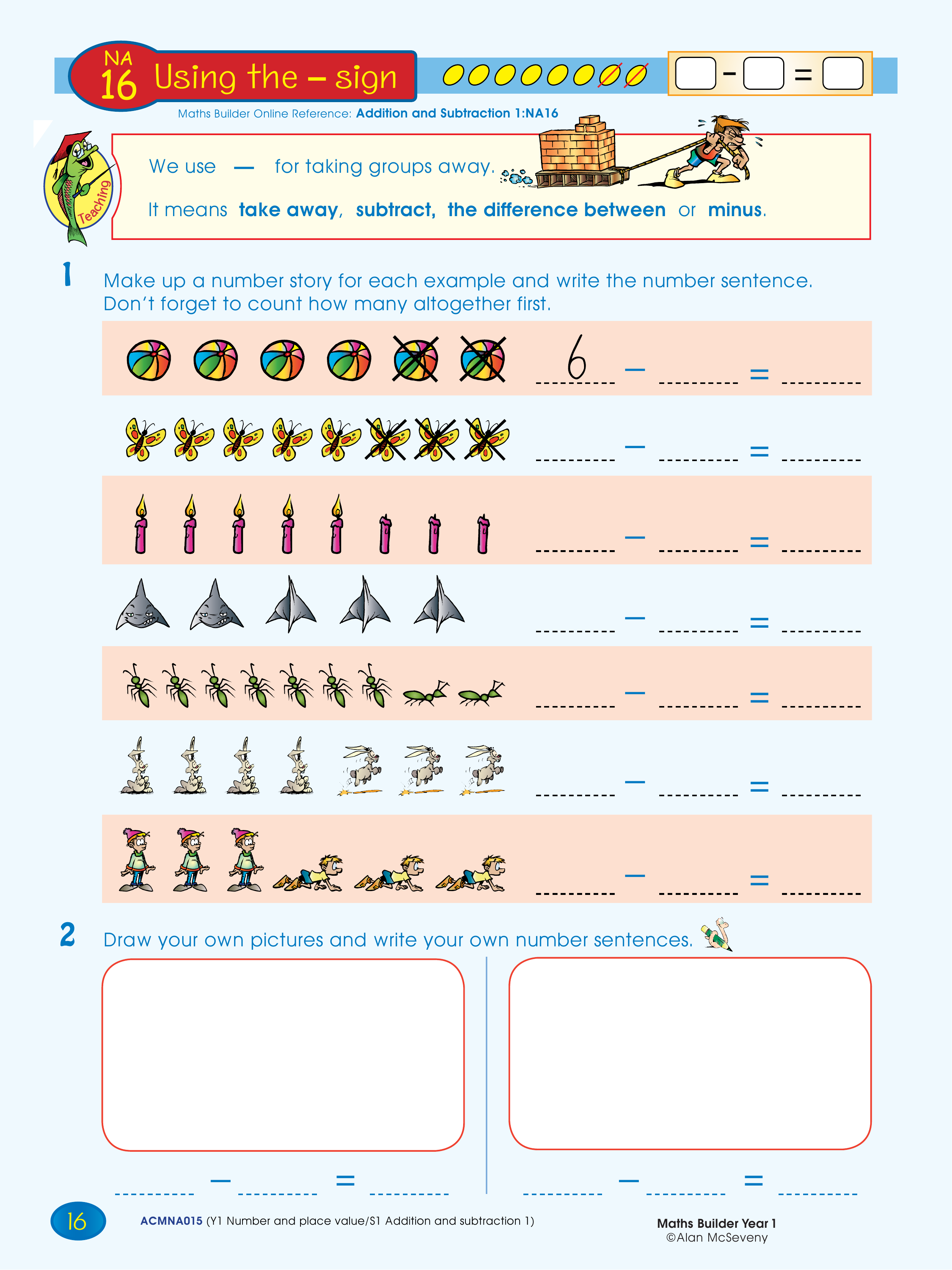 Using the - sign — worksheet preview