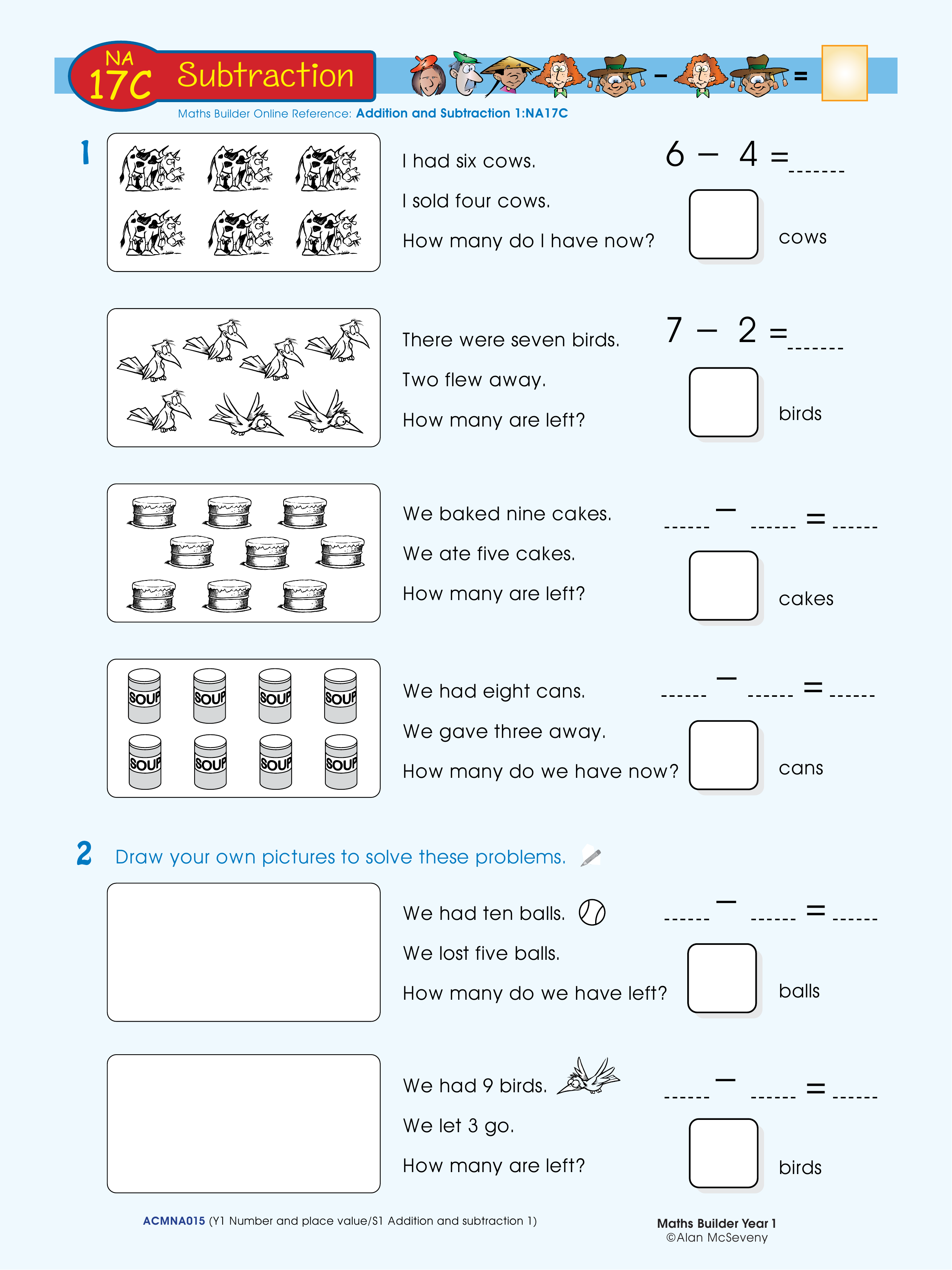 Subtraction — worksheet preview