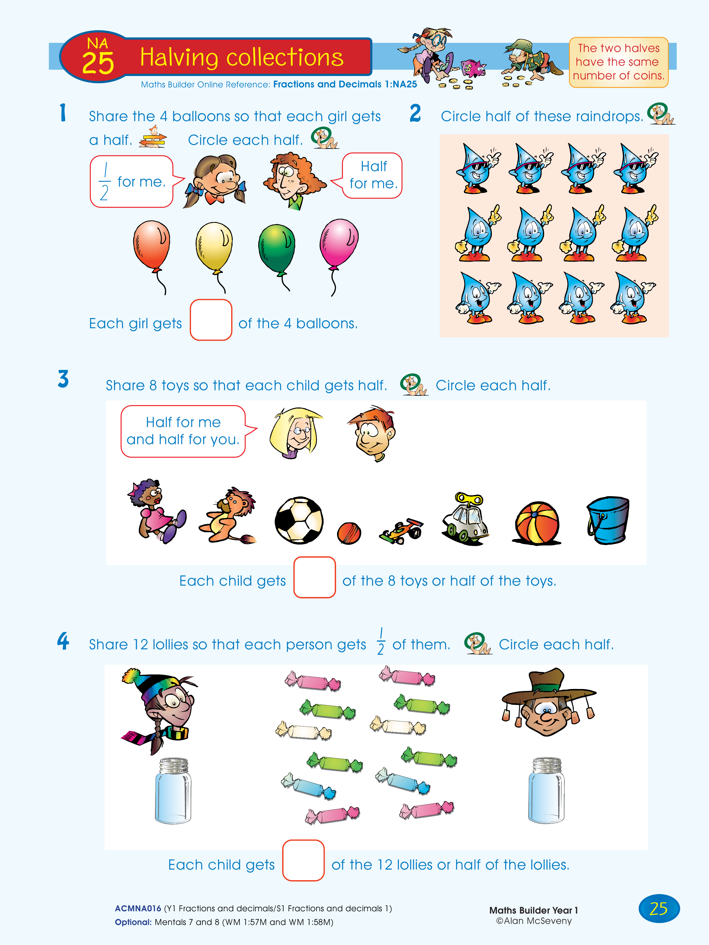 Halving collections — worksheet preview