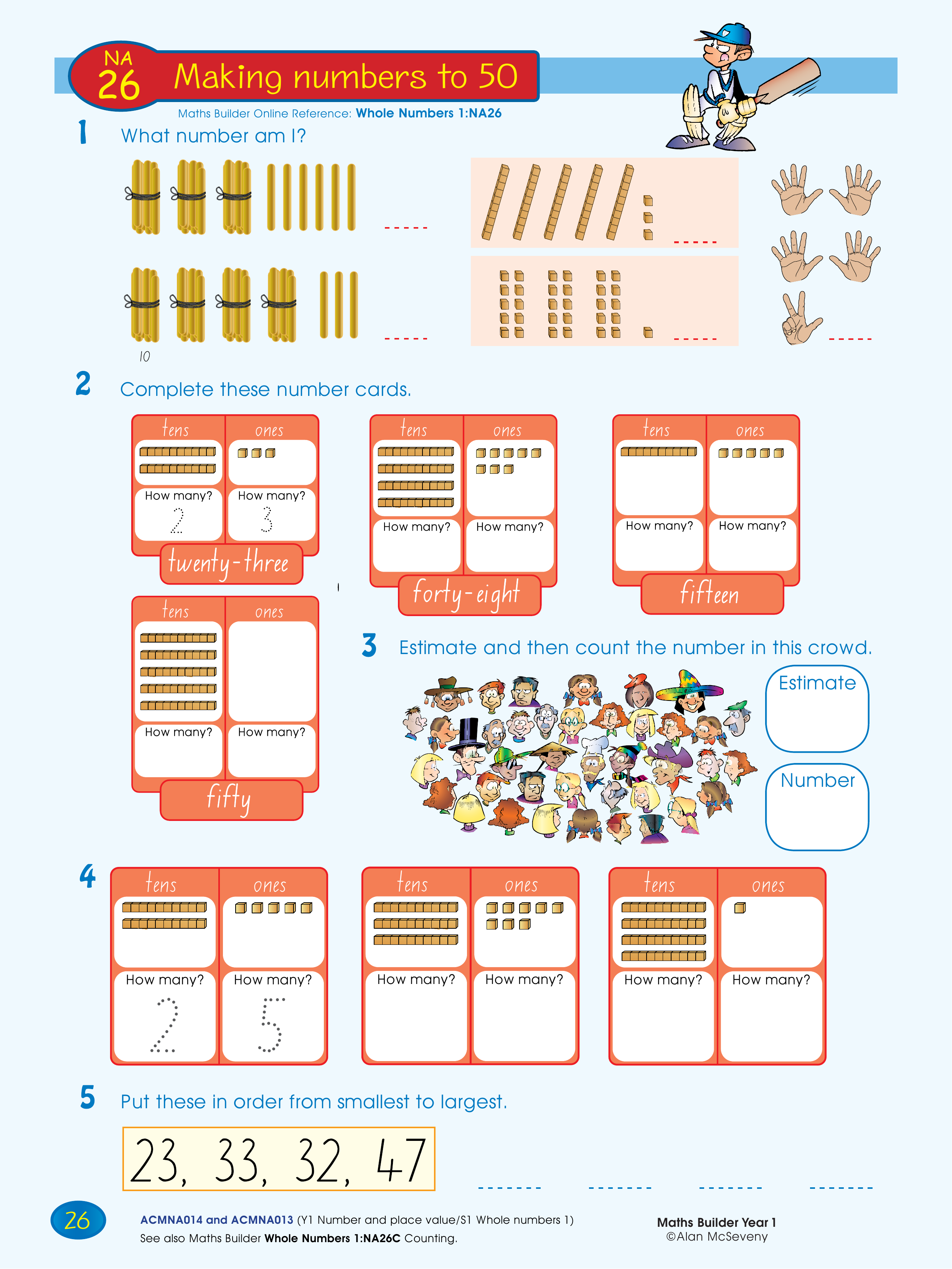 Making numbers to 50 — worksheet preview