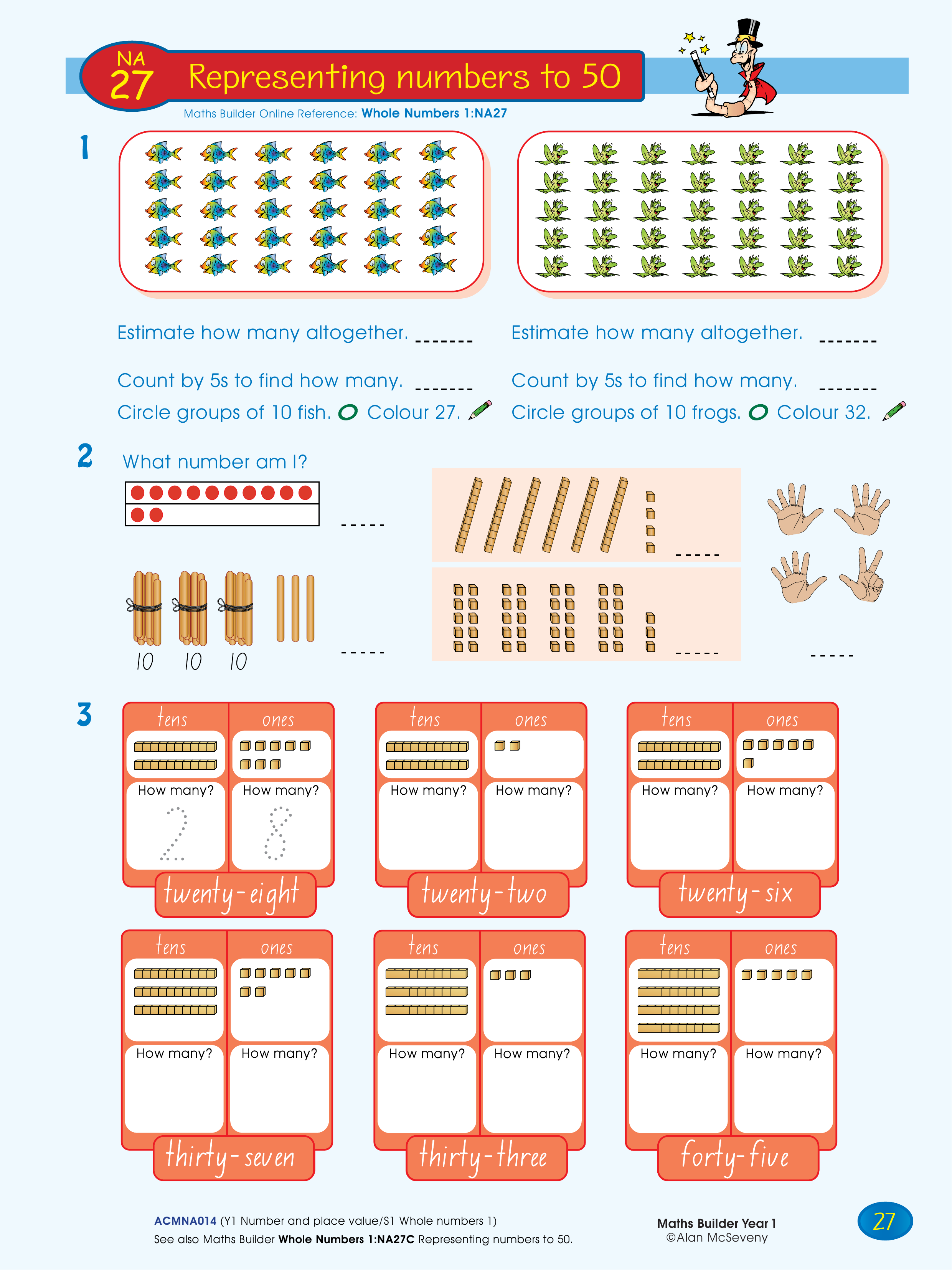 Representing numbers to 50 — worksheet preview