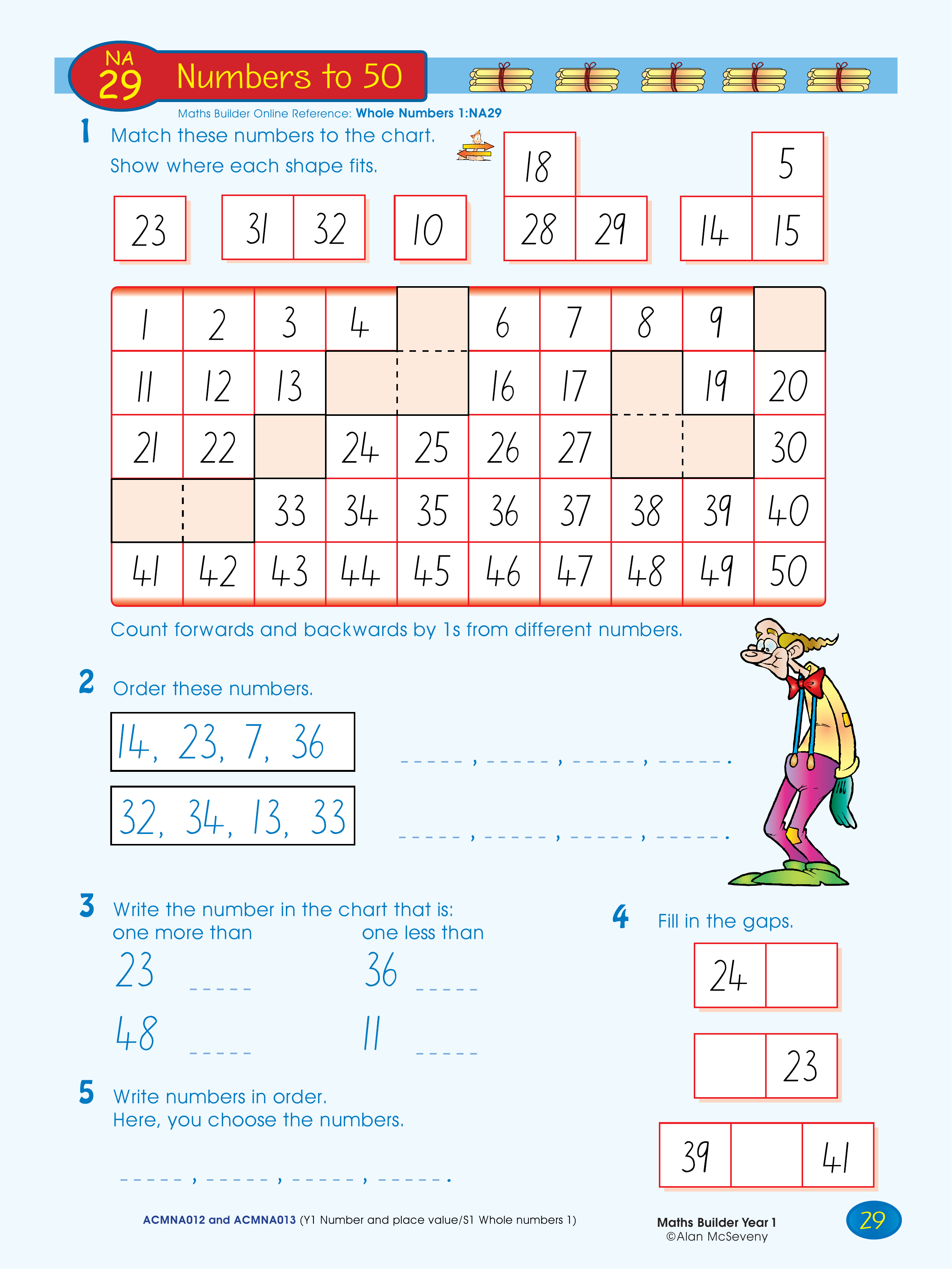 Numbers to 50 — worksheet preview