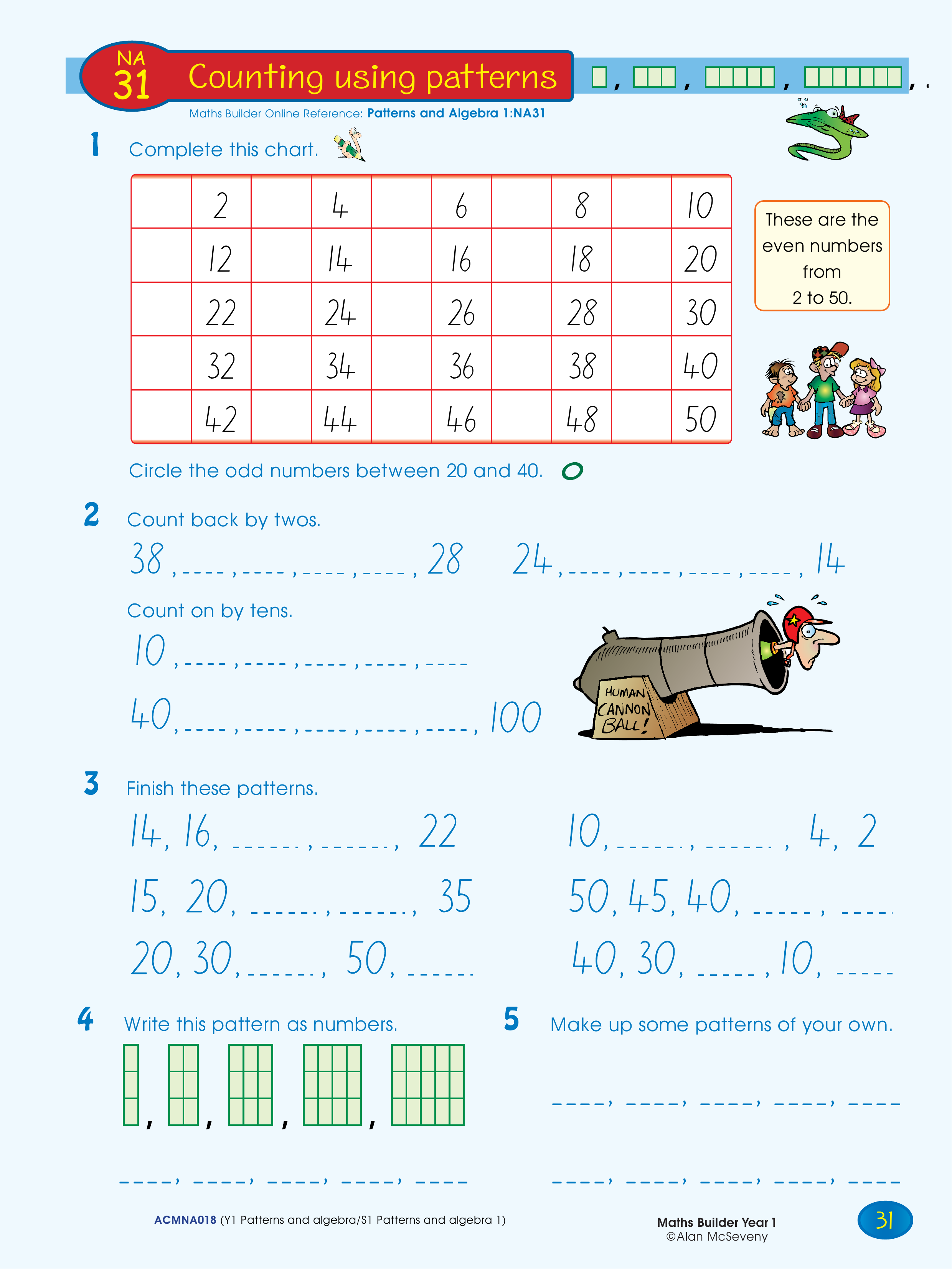 Counting using patterns — worksheet preview