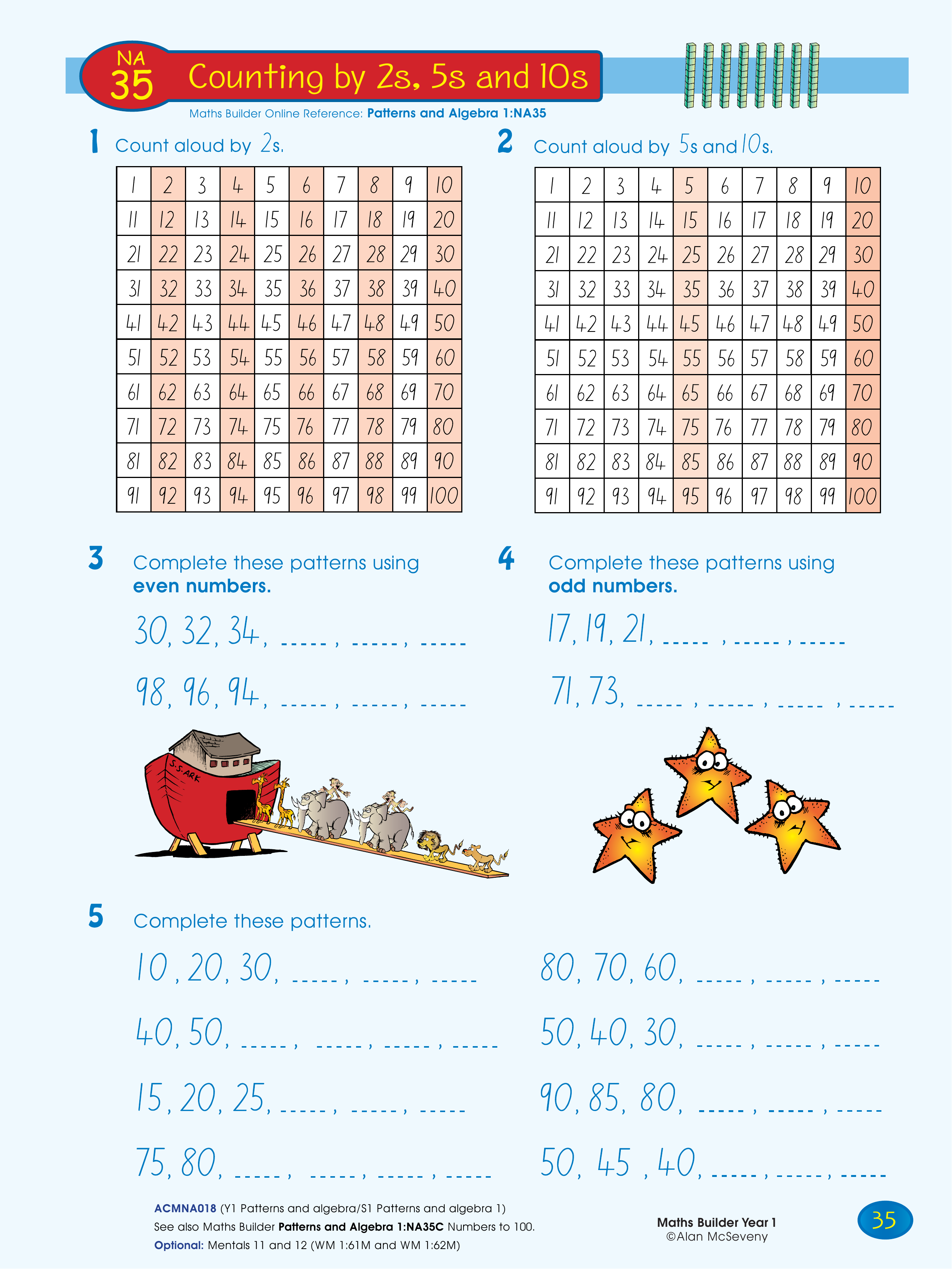 Counting by 2s, 5s and 10s — worksheet preview