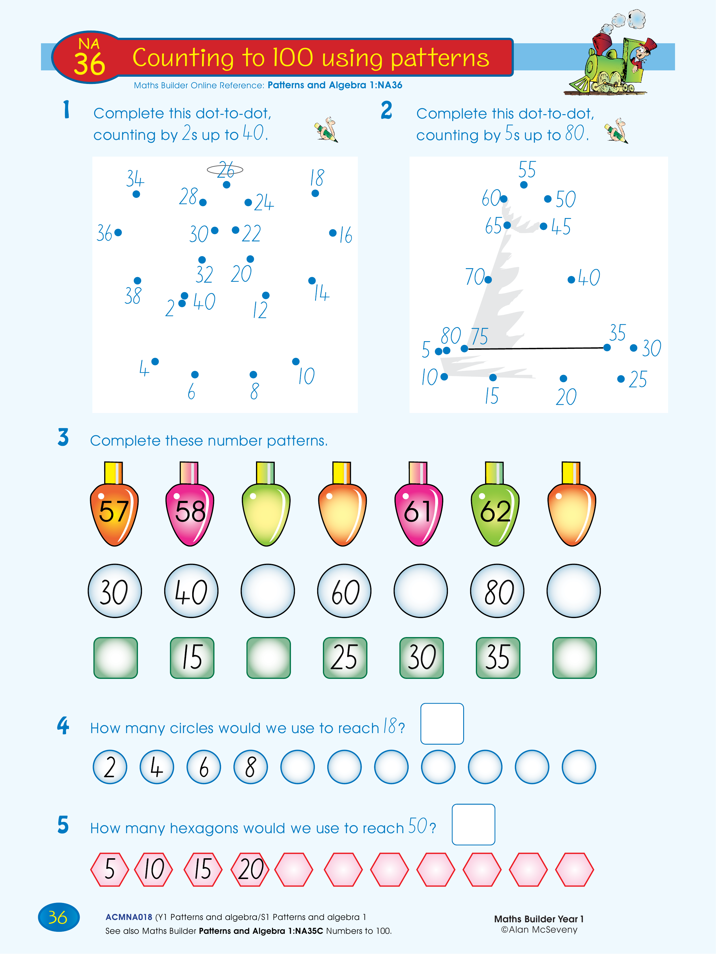 Counting to 100 using patterns — worksheet preview