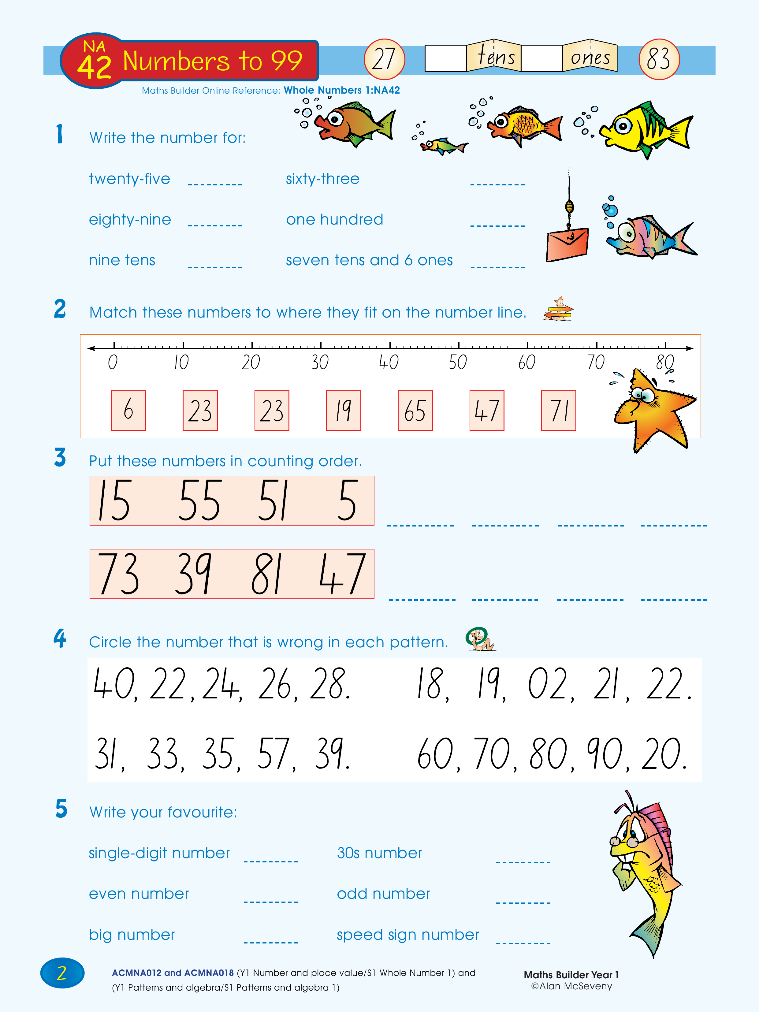 Numbers to 99 — worksheet preview