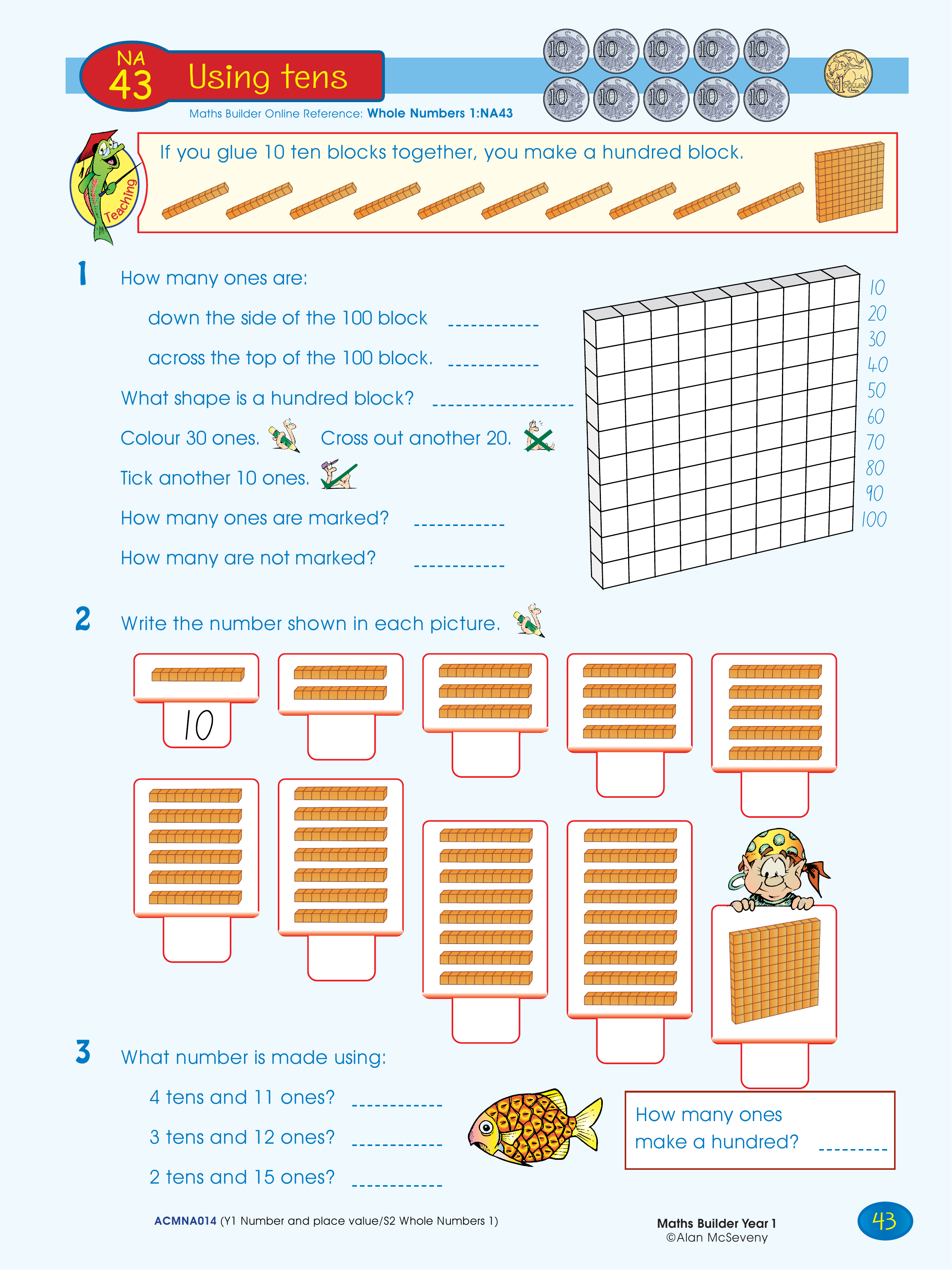 Using tens — worksheet preview