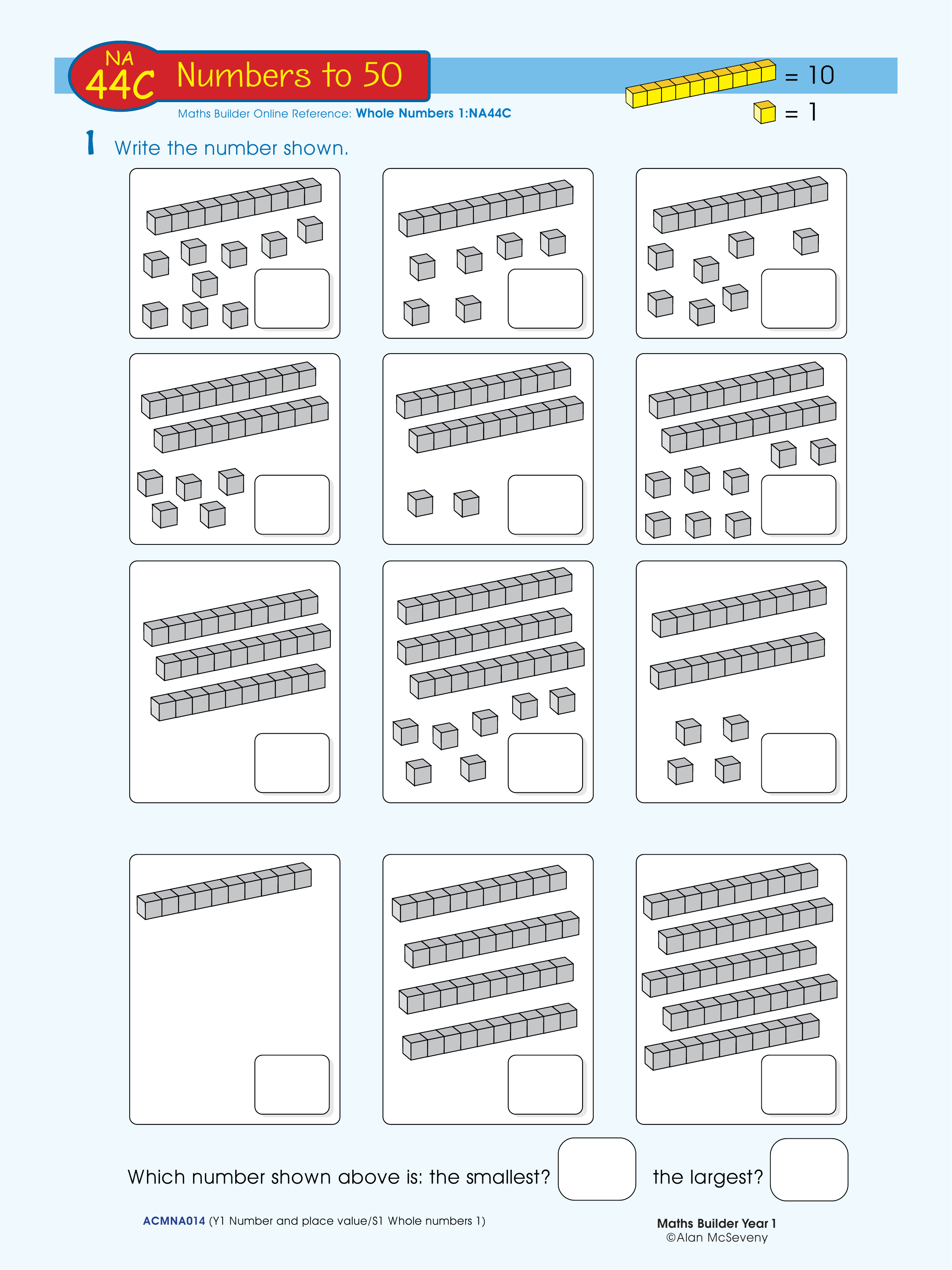 Numbers to 50 — worksheet preview