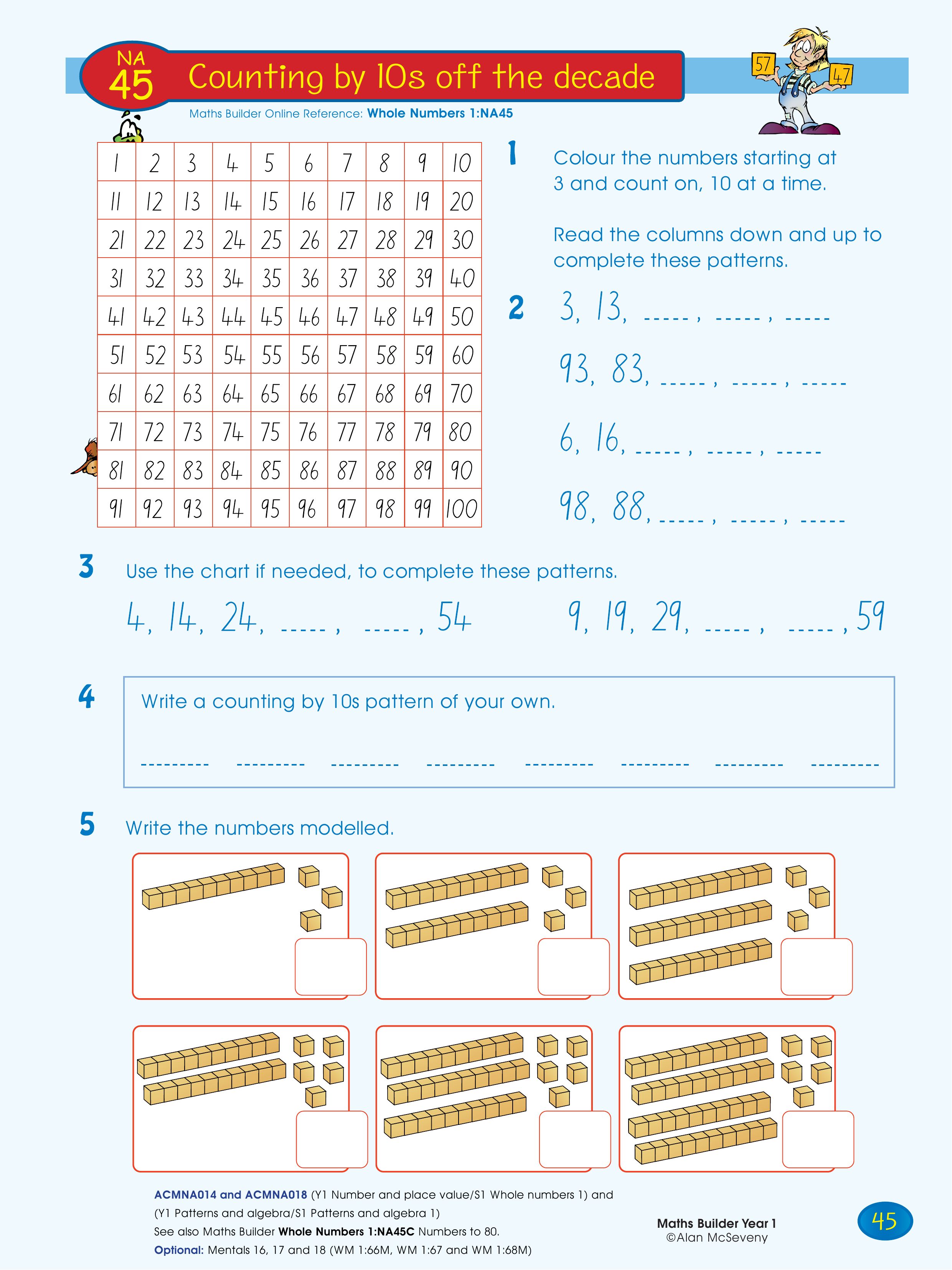 Counting by 10s off the decade — worksheet preview