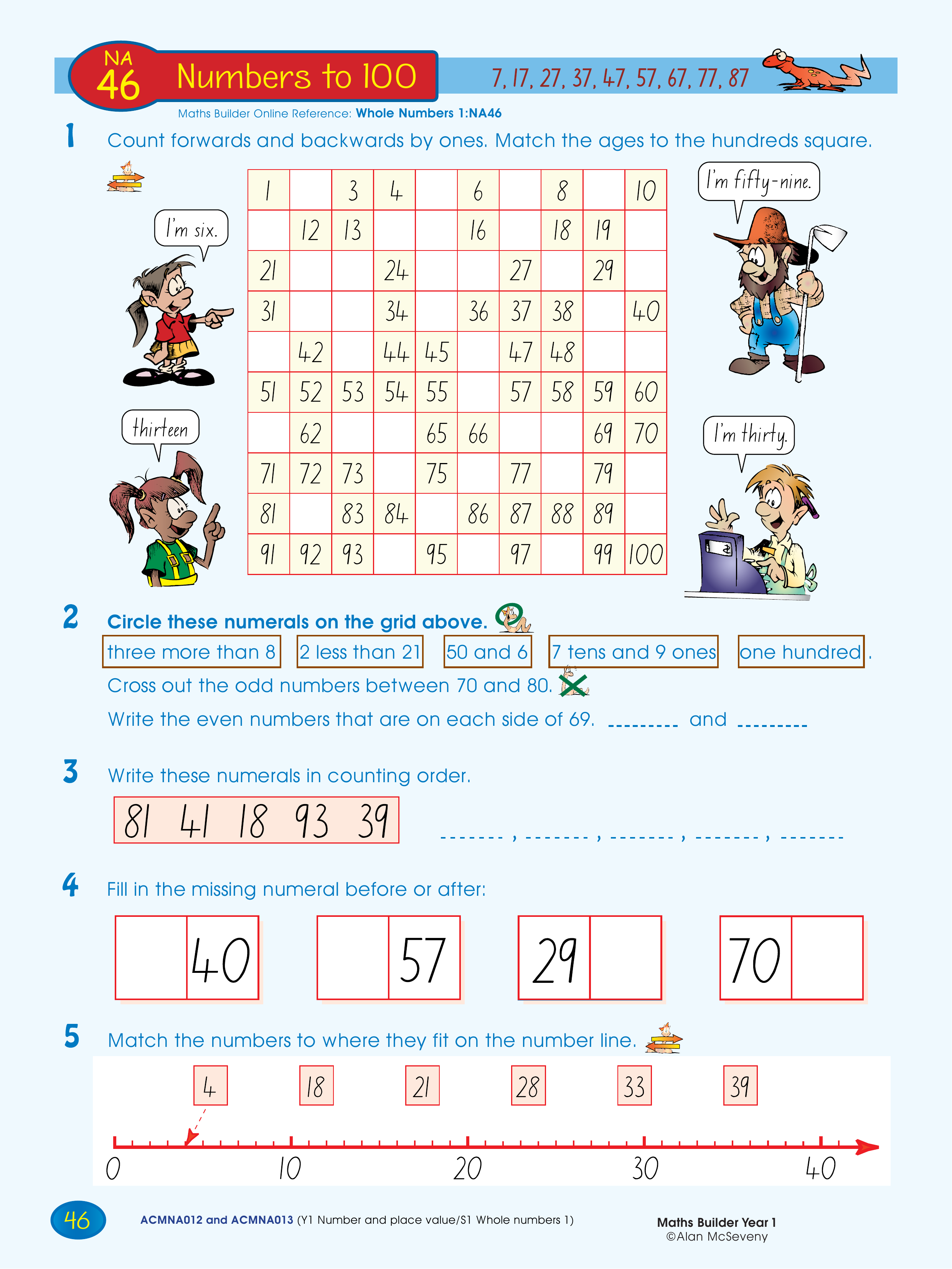 Numbers to 100 — worksheet preview