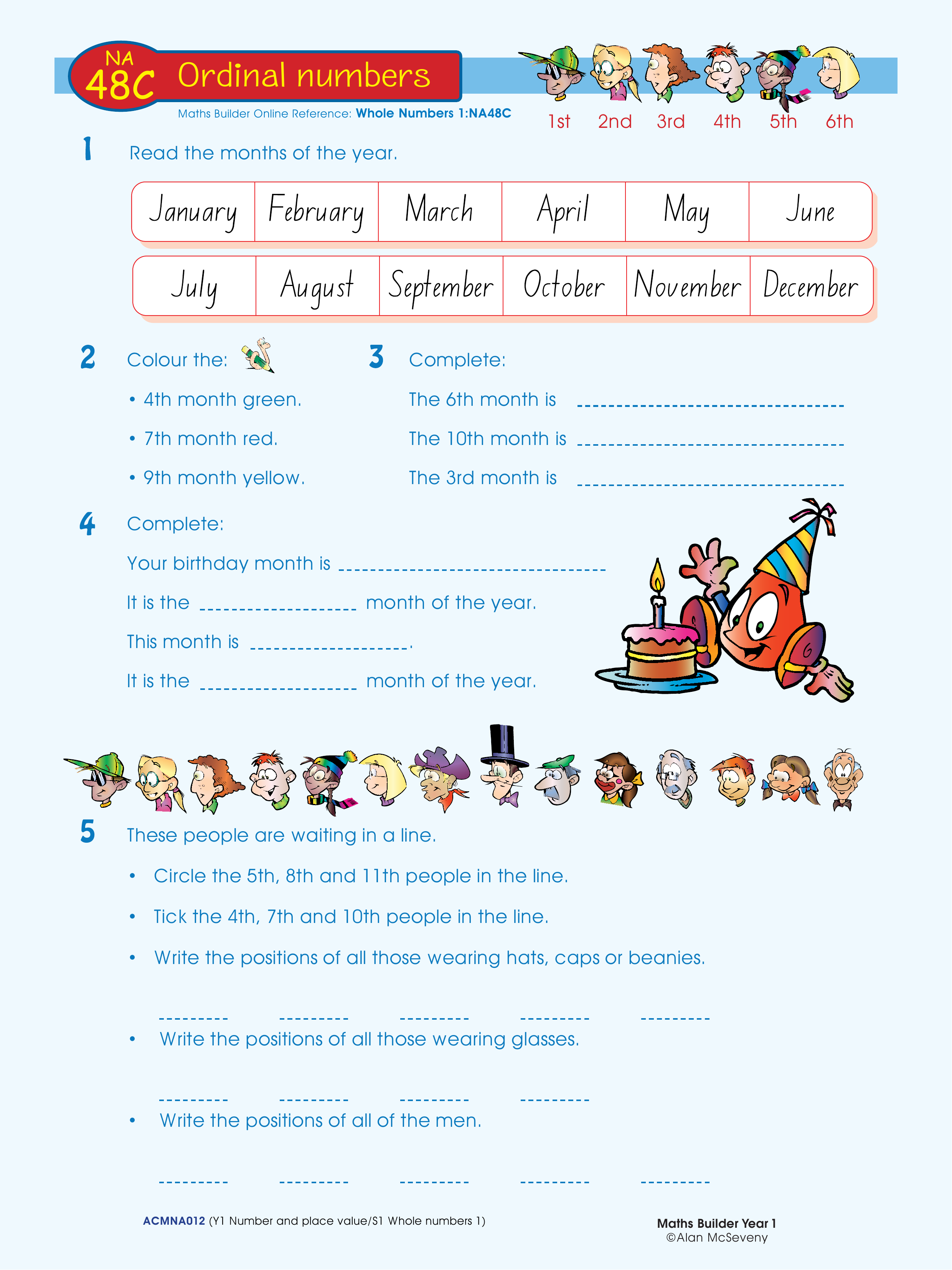 Ordinal numbers — worksheet preview