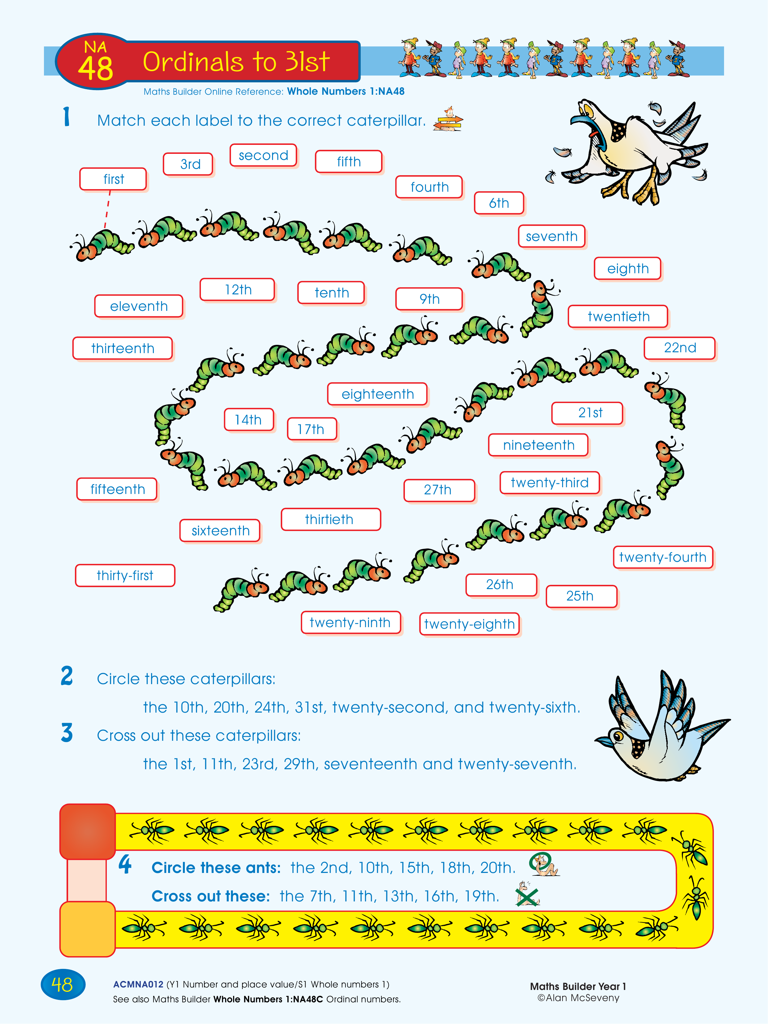 Ordinals to 31st — worksheet preview