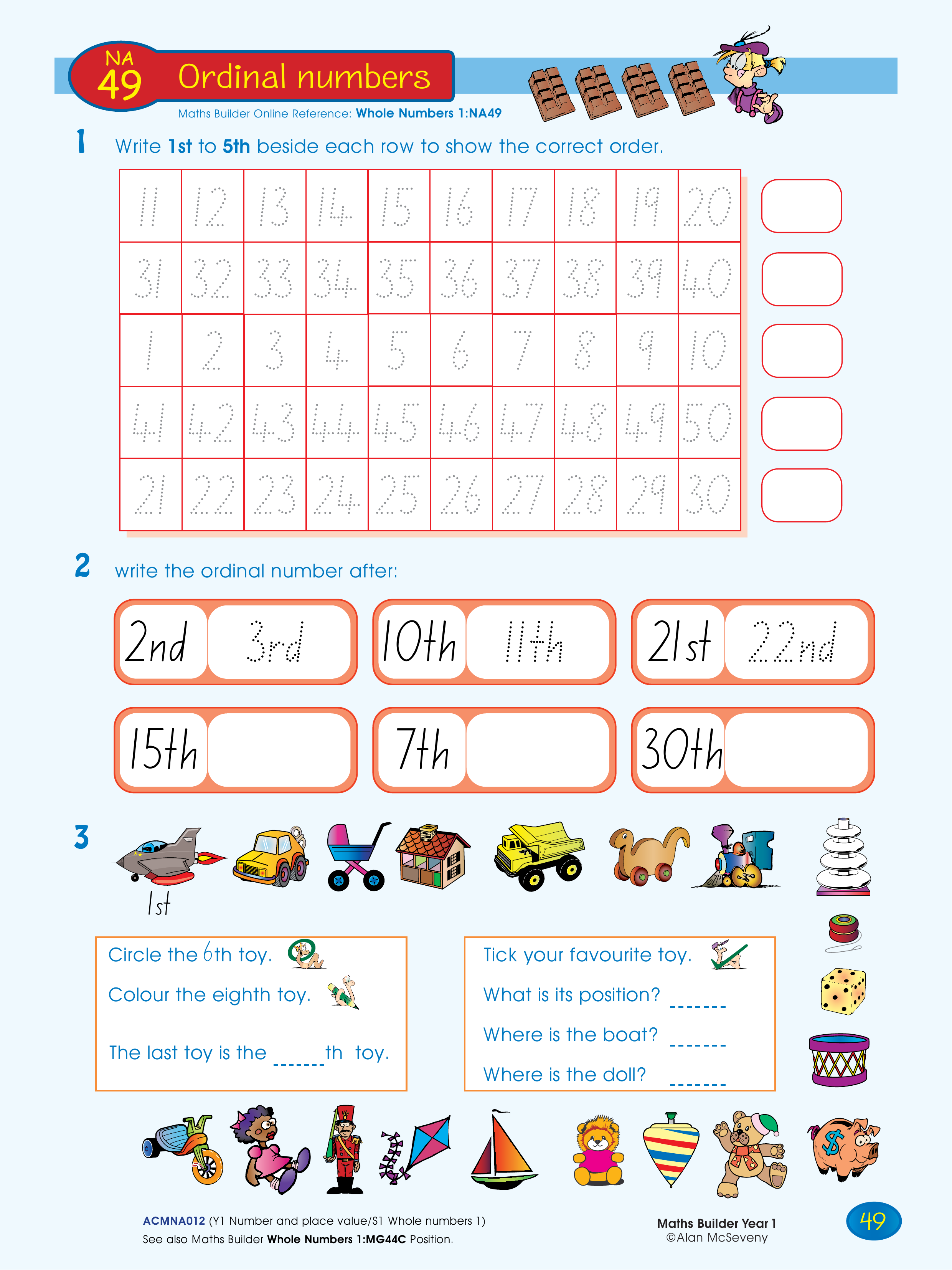 Ordinal numbers — worksheet preview