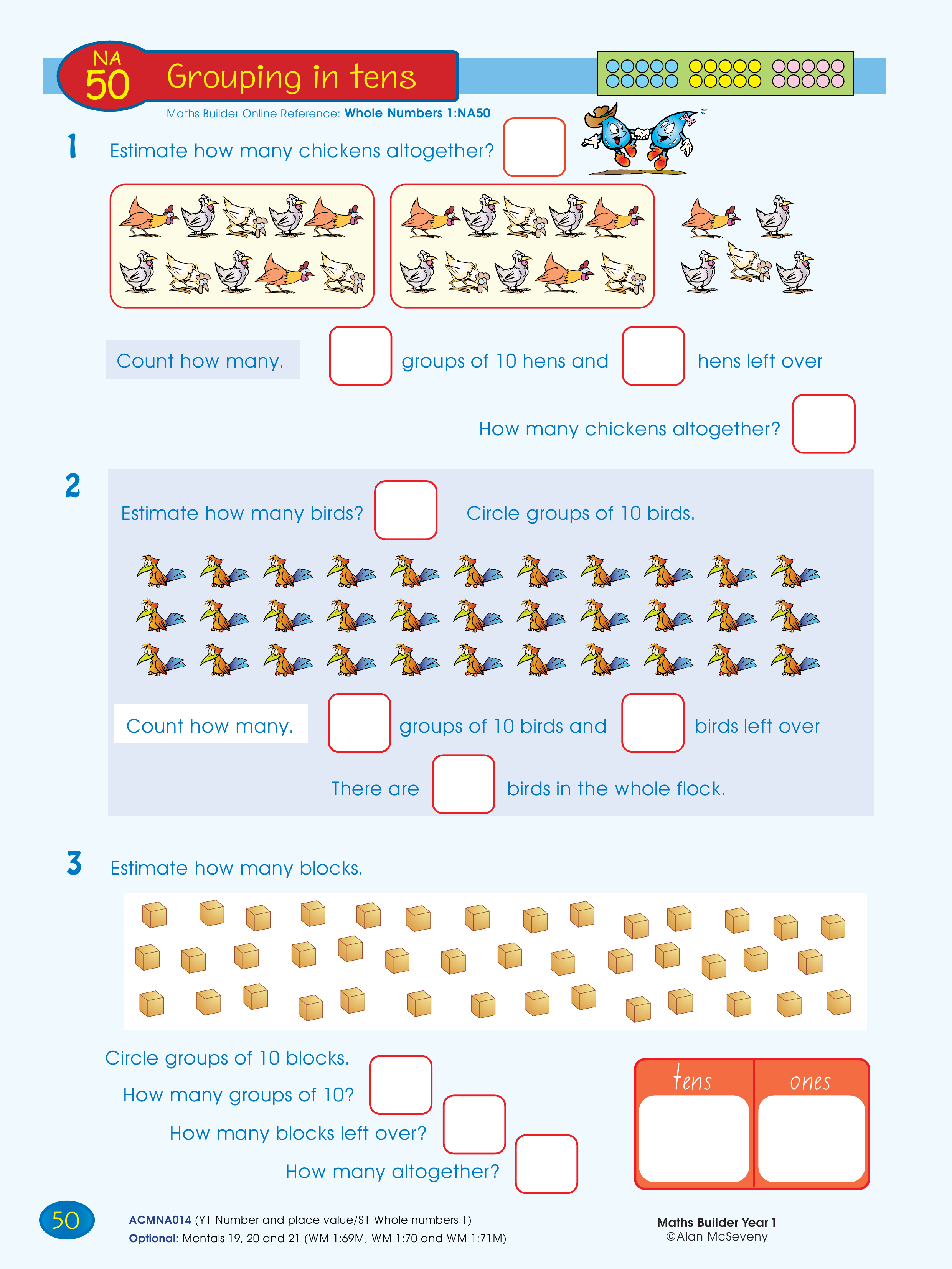 Grouping in tens — worksheet preview