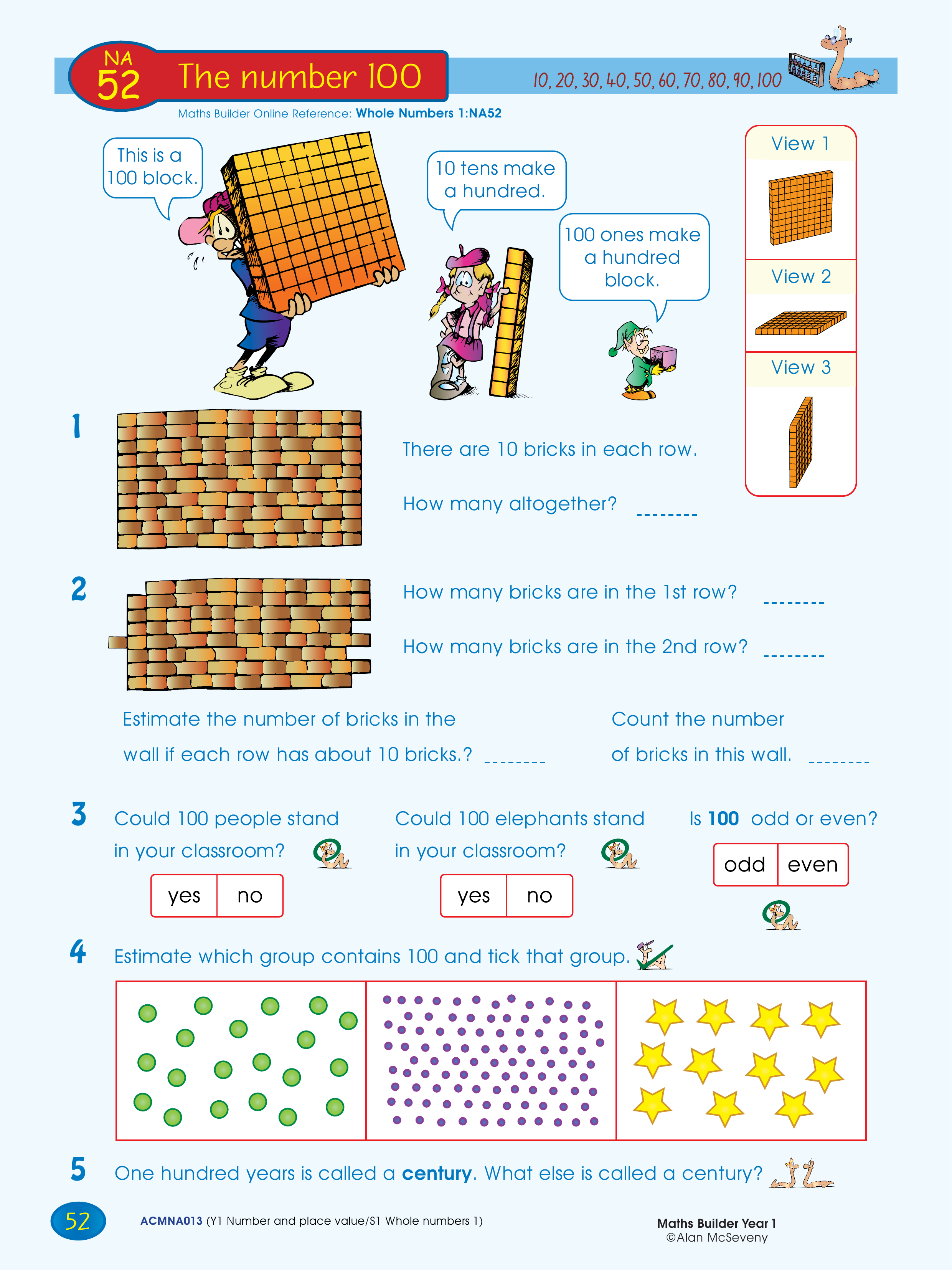 The number 100 — worksheet preview