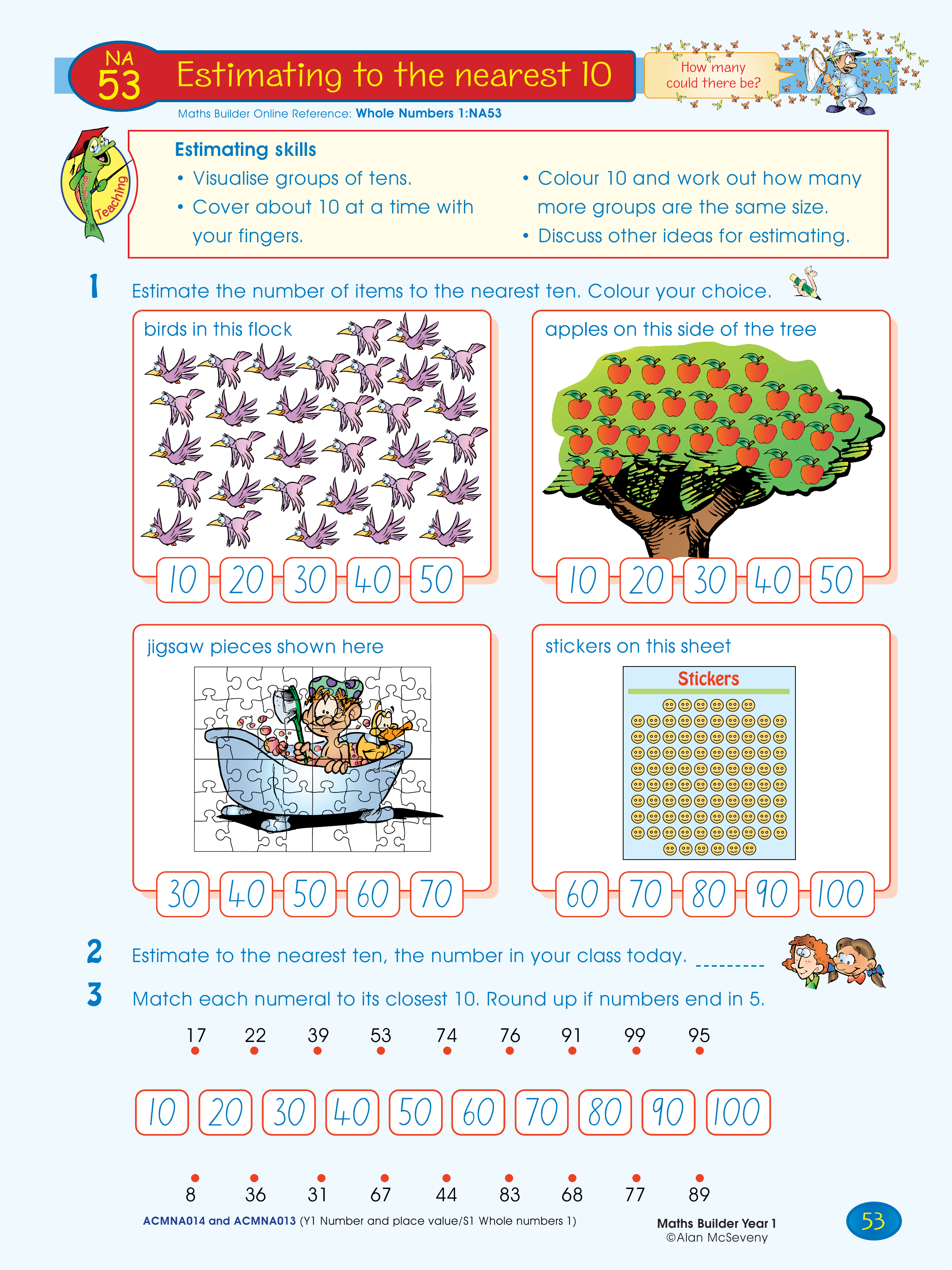 Estimating to the nearest 10 — worksheet preview