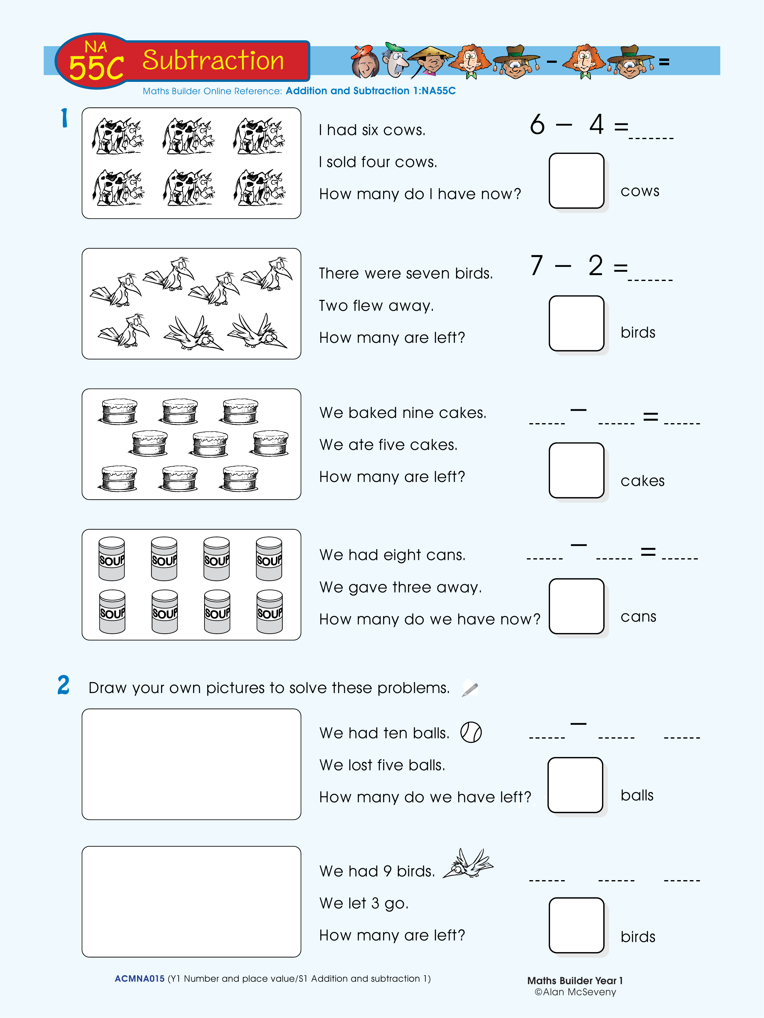 Subtraction — worksheet preview