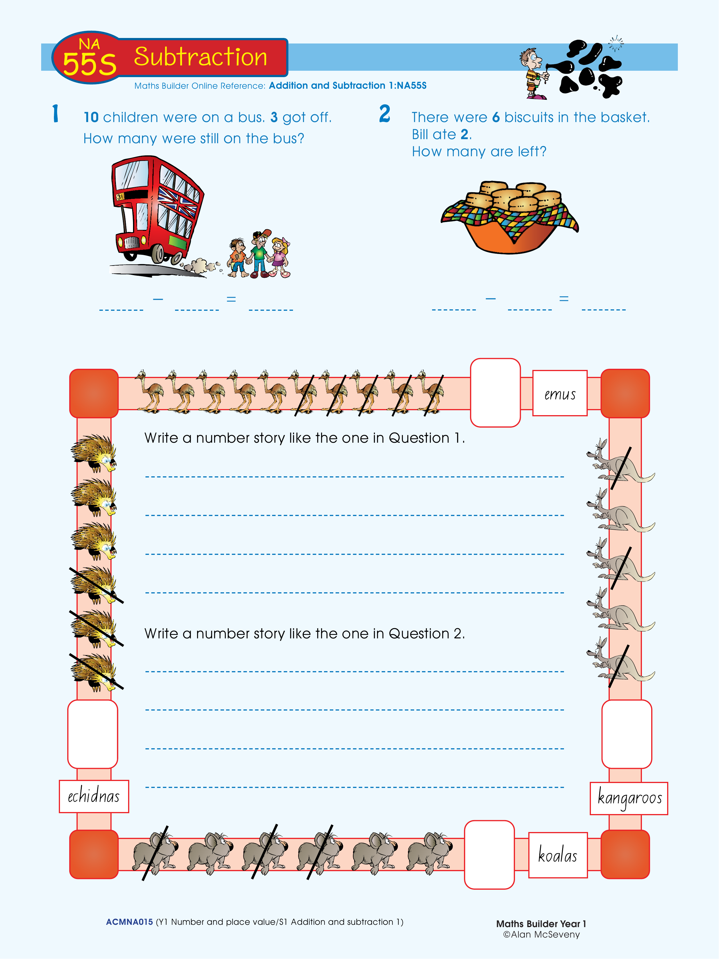 Subtraction — worksheet preview