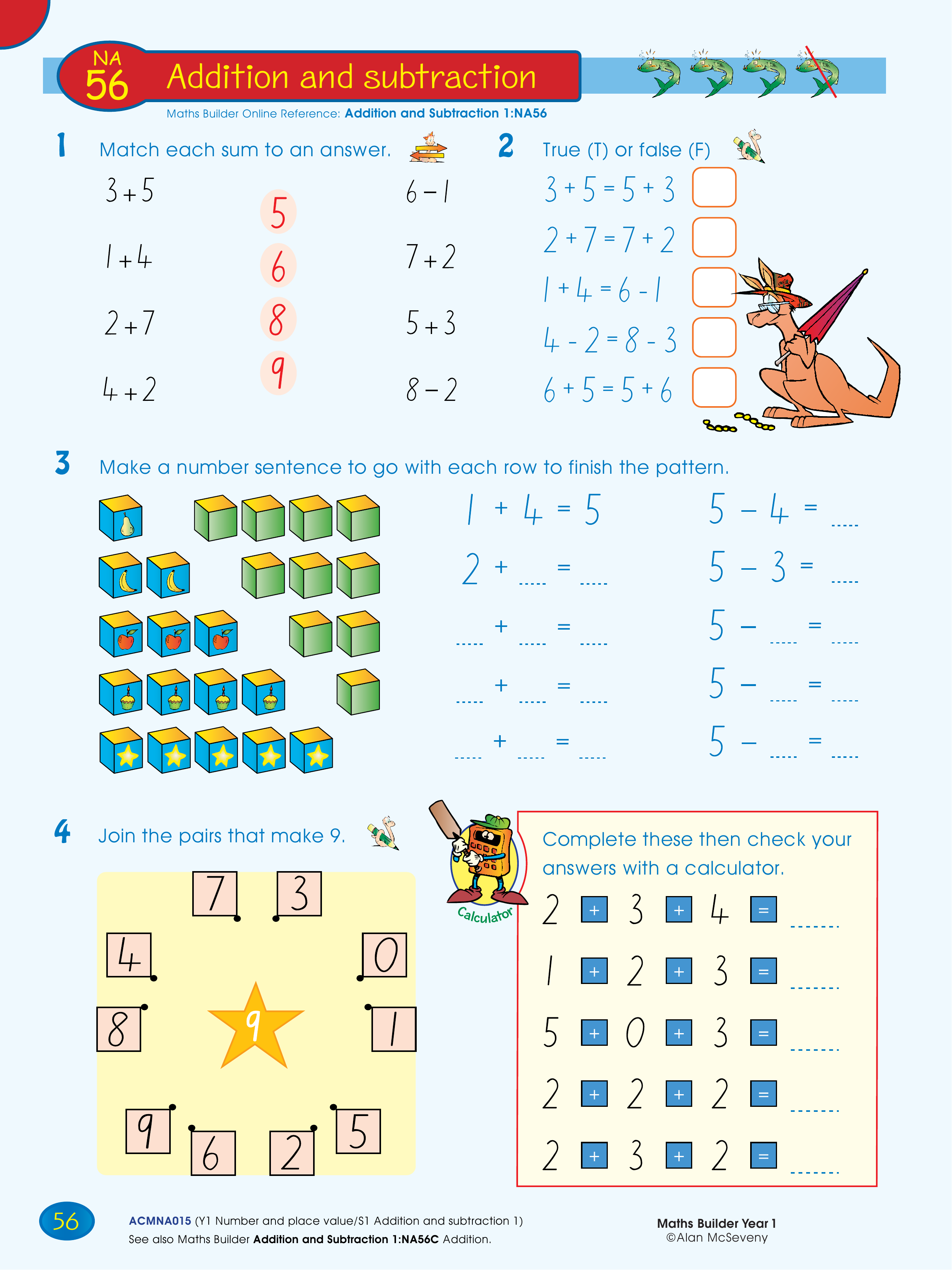 Addition and subtraction — worksheet preview