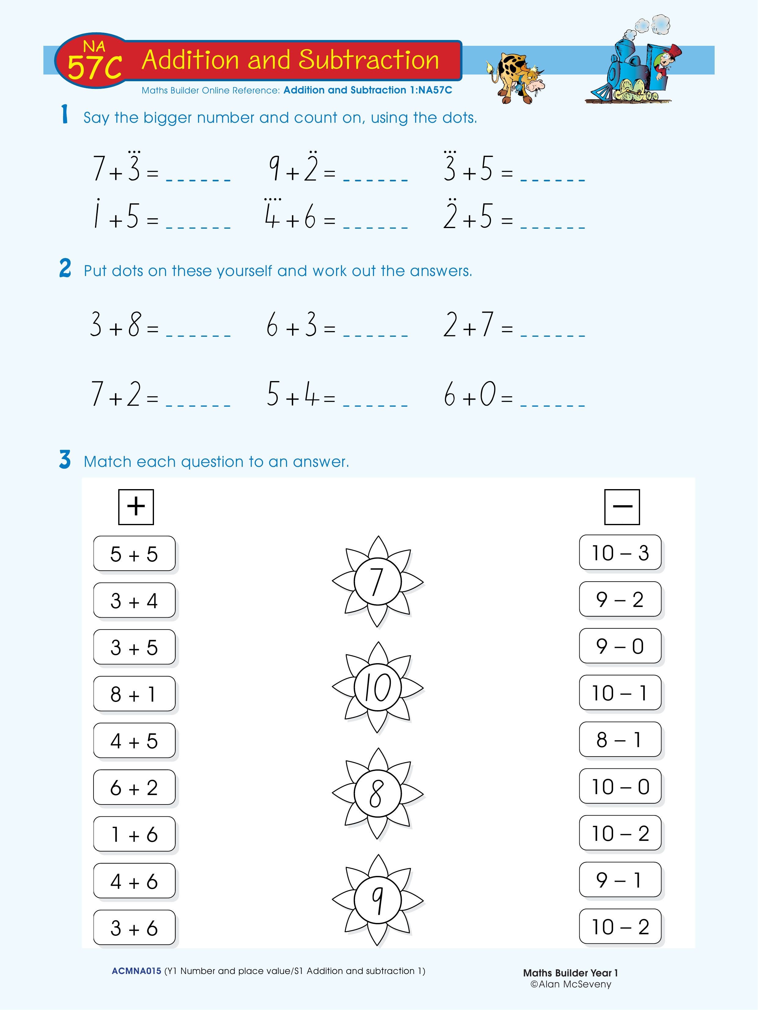 Addition and subtraction — worksheet preview