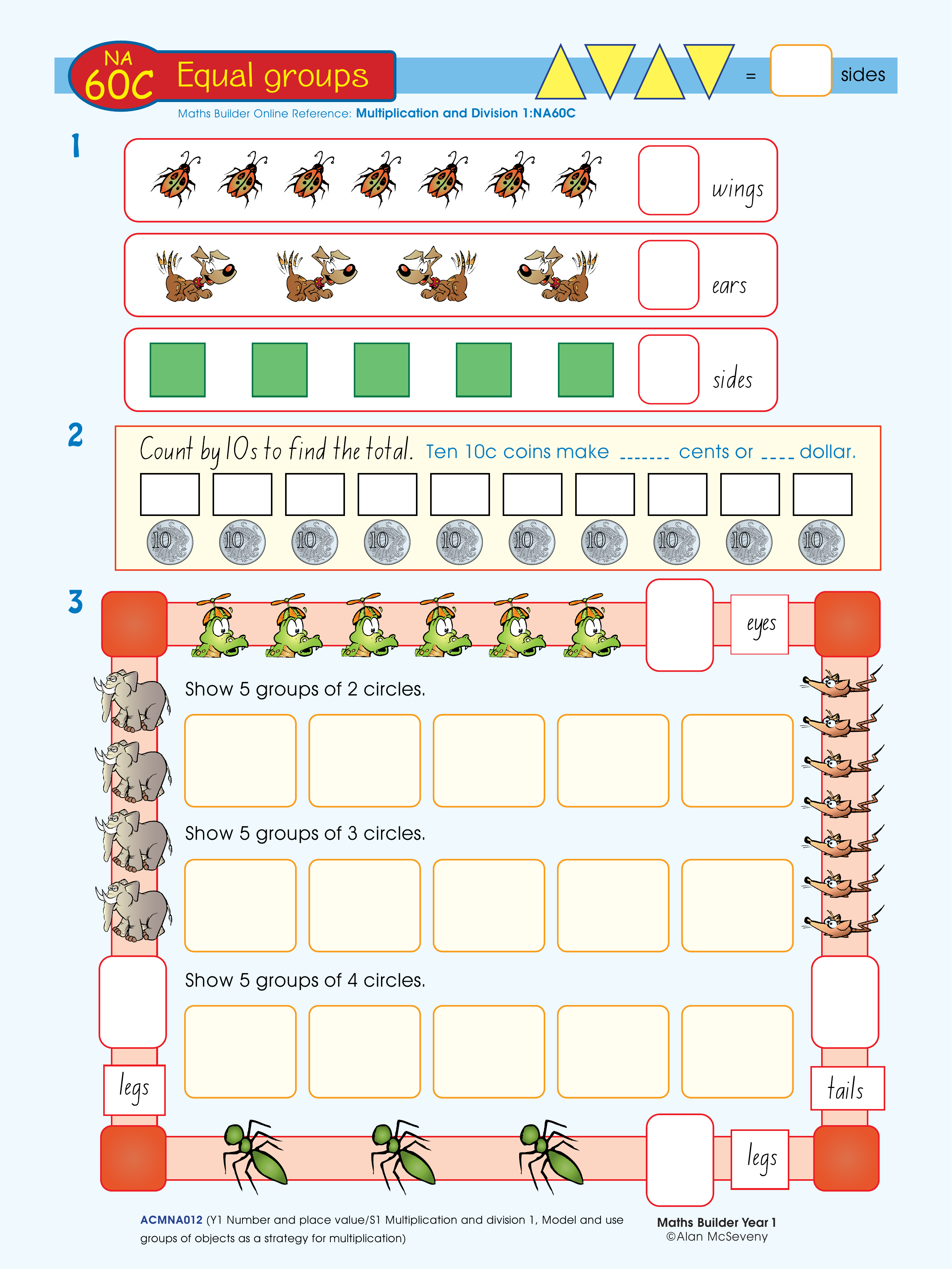 Equal groups — worksheet preview