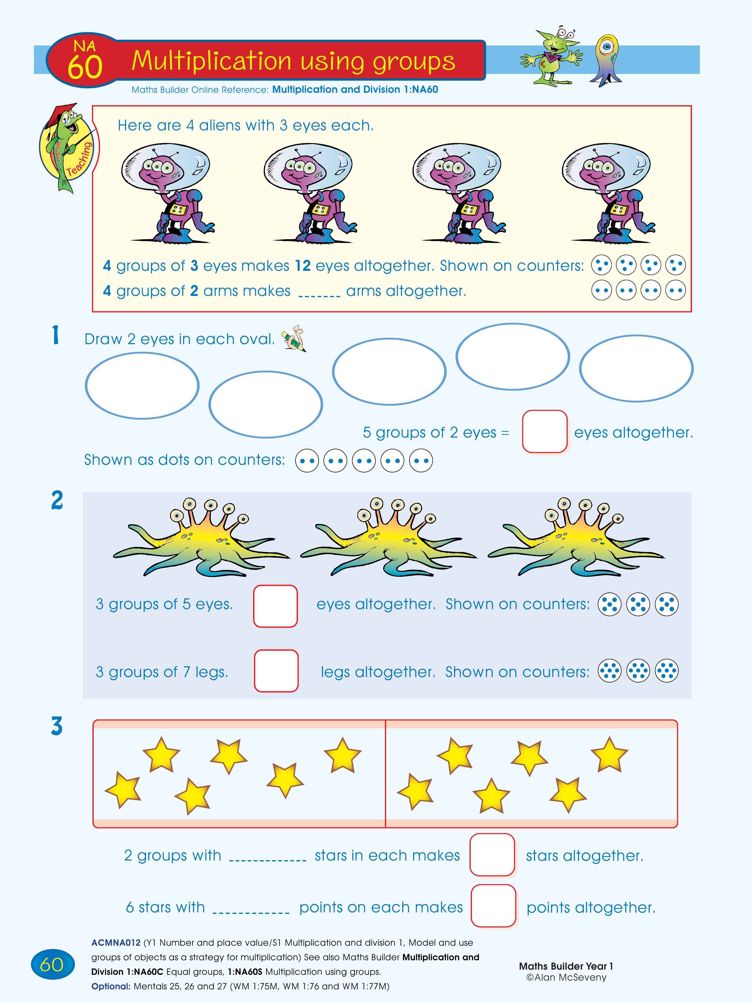 Multiplication using groups — worksheet preview