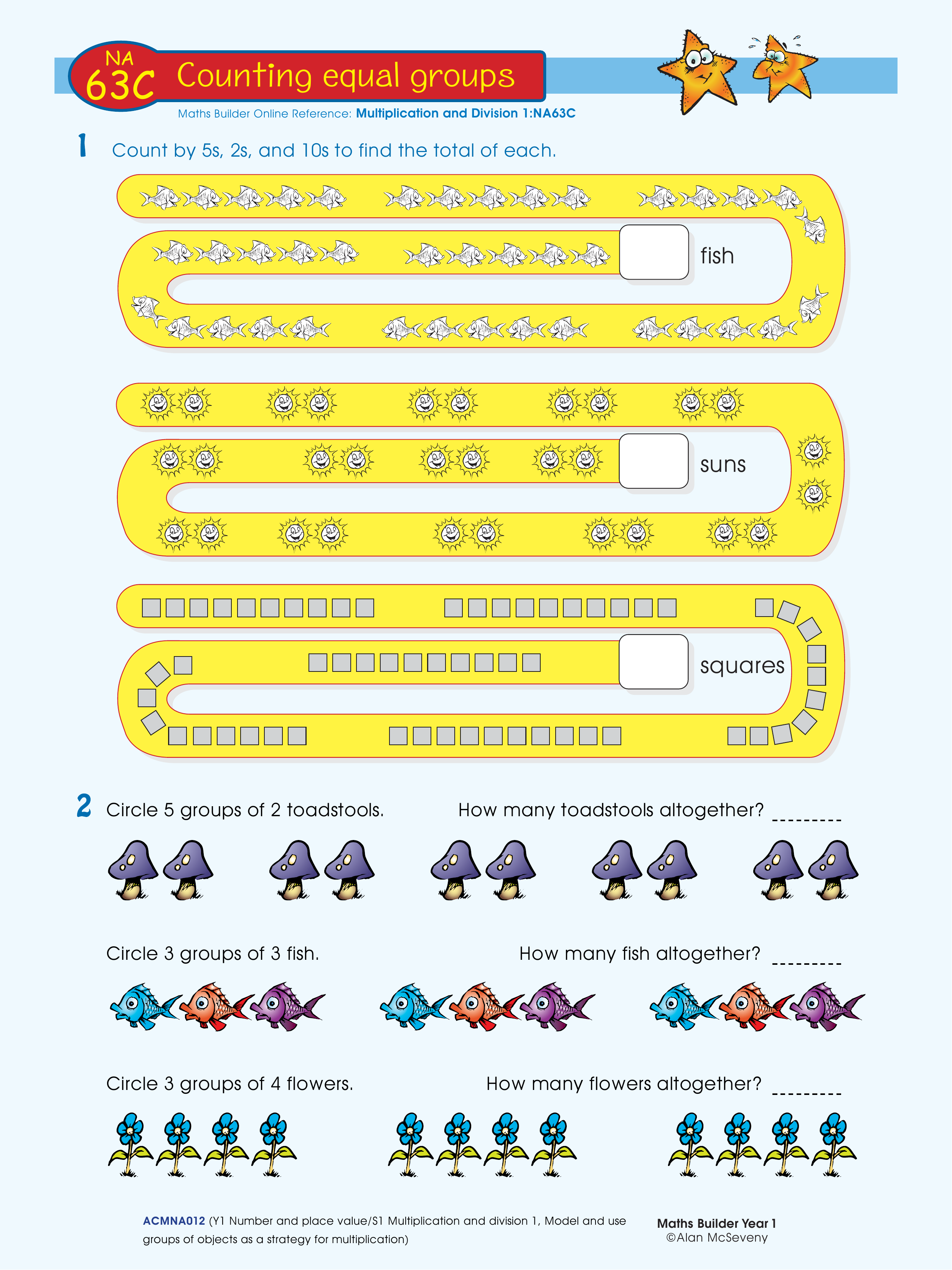 Counting equal groups — worksheet preview